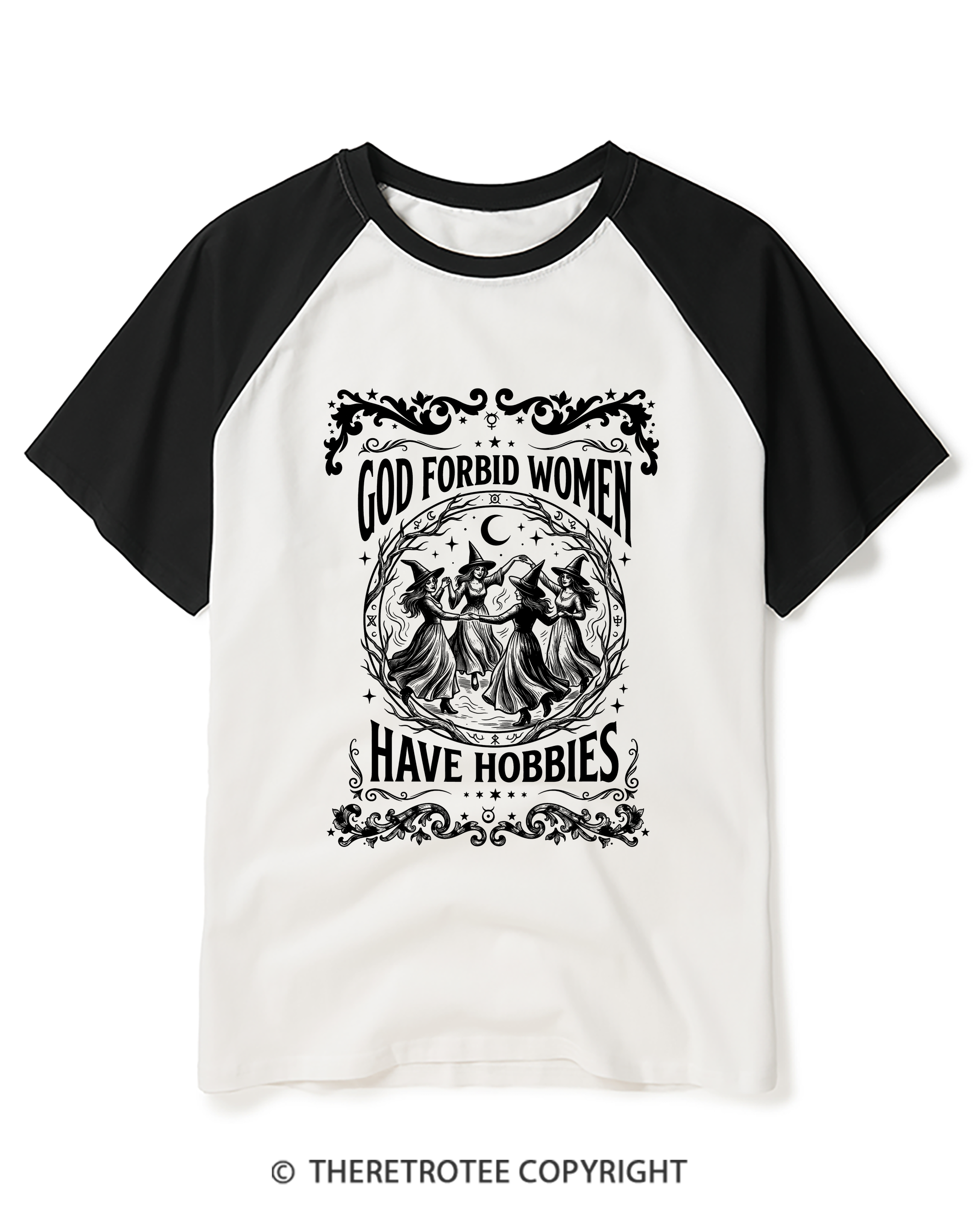 TheRetroTee God Forbid Women Have Hobbies Raglan Baseball T-Shirt