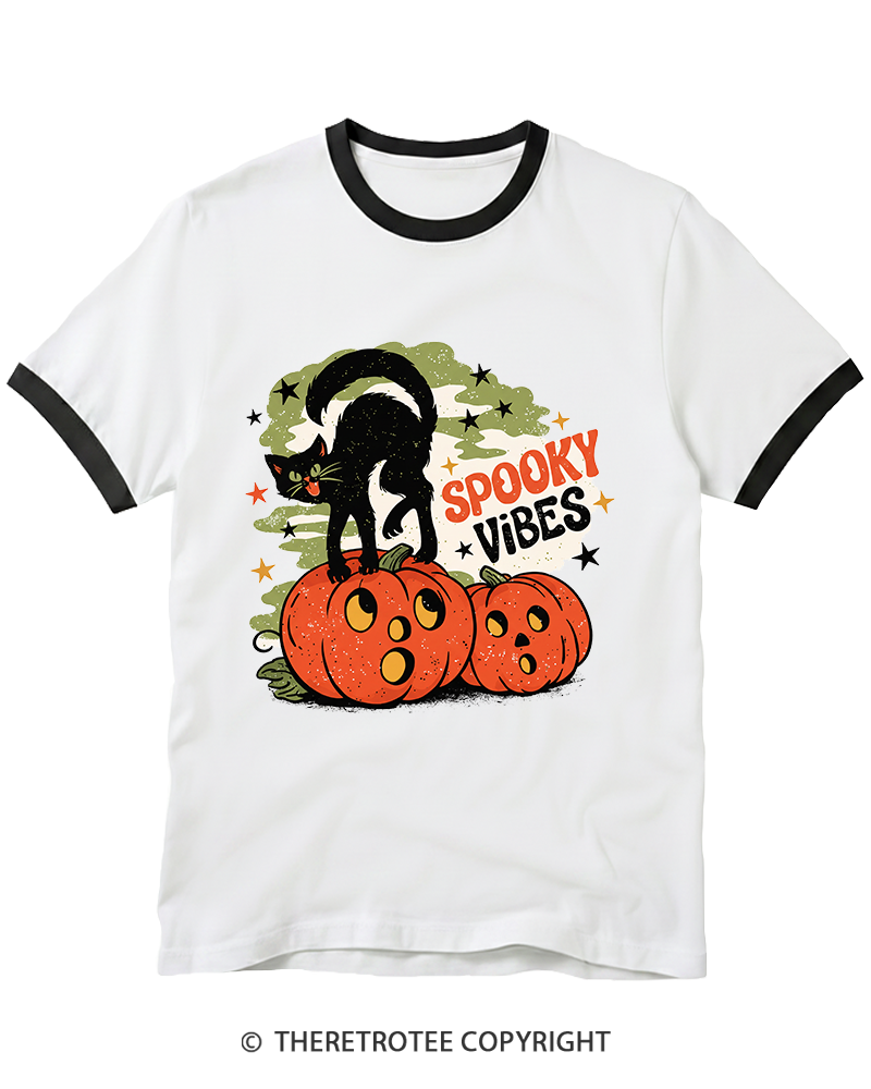 TheRetroTee Spooky Vibes Ringer T-Shirt