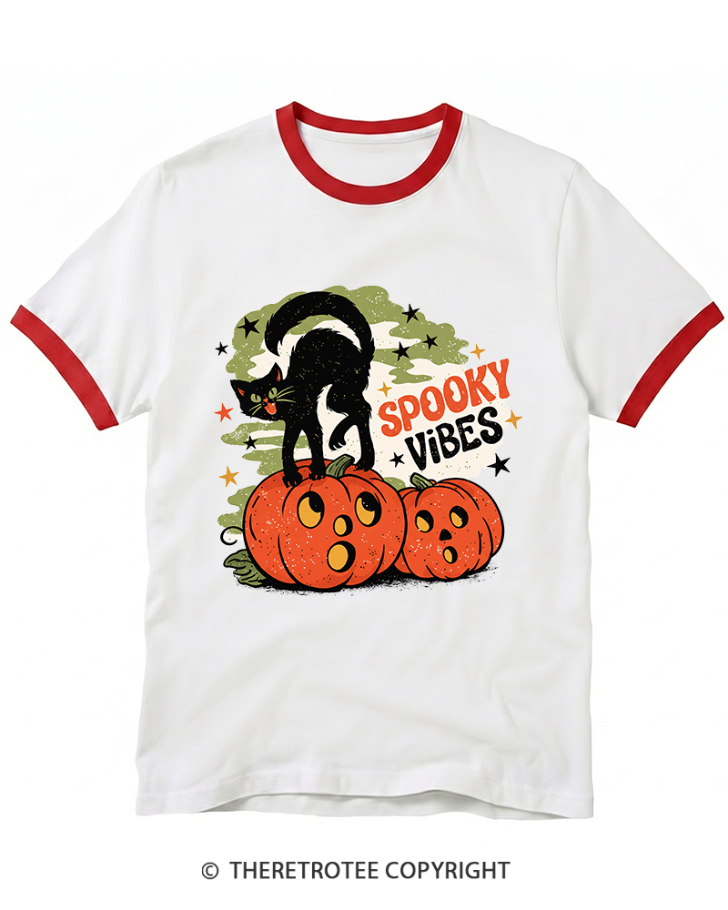 TheRetroTee Spooky Vibes Ringer T-Shirt