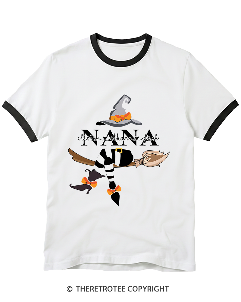 TheRetroTee Personalized Nana Witch Ringer T-Shirt