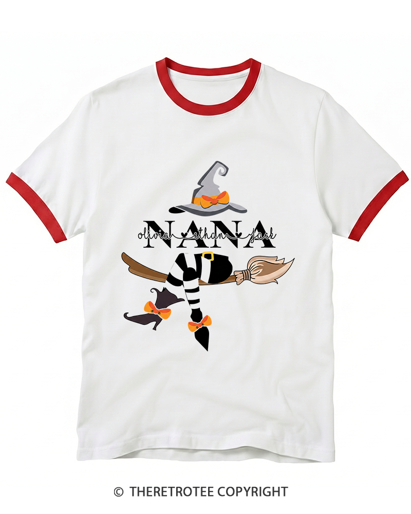 TheRetroTee Personalized Nana Witch Ringer T-Shirt