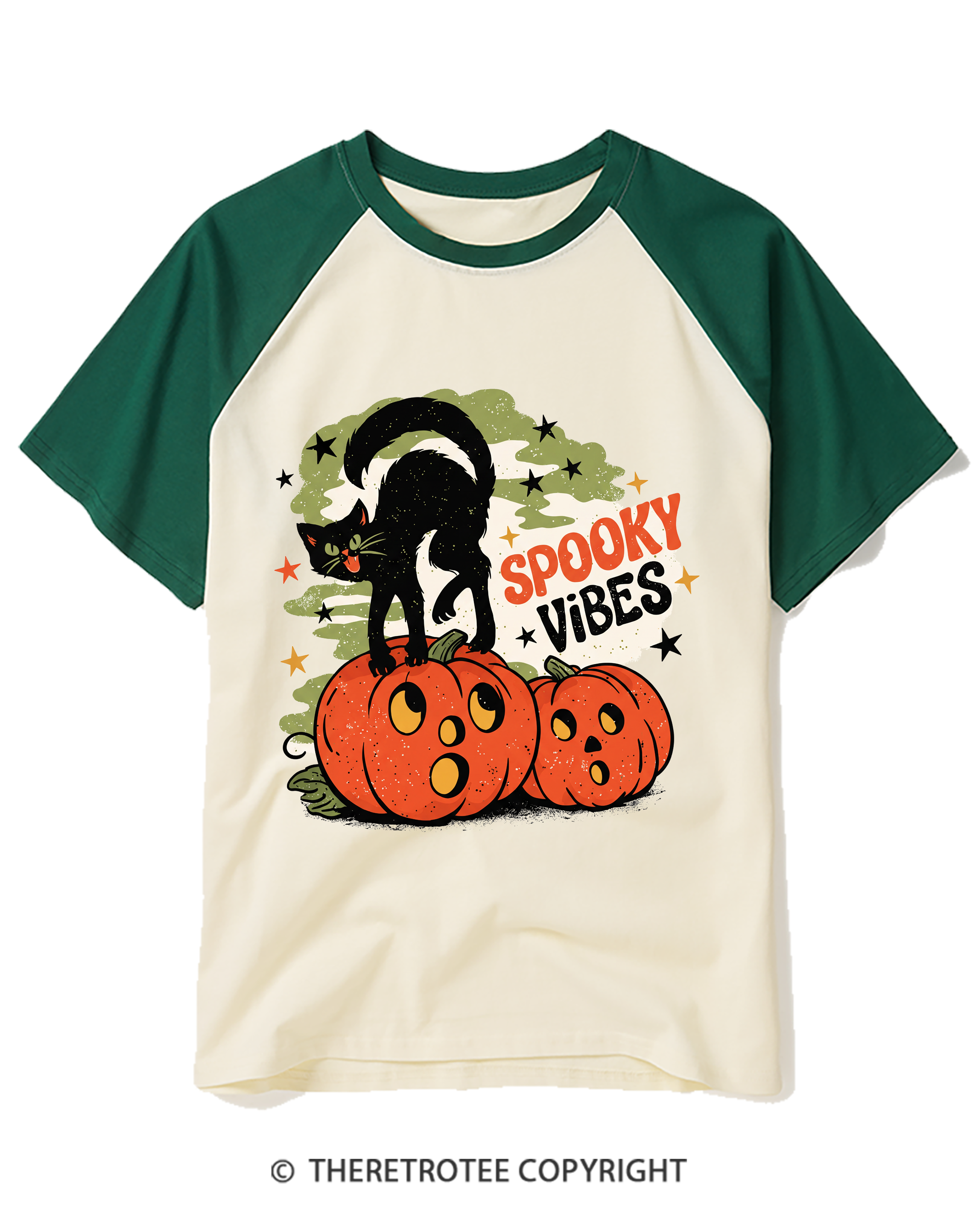 TheRetroTee Spooky Vibes Raglan Baseball T-Shirt