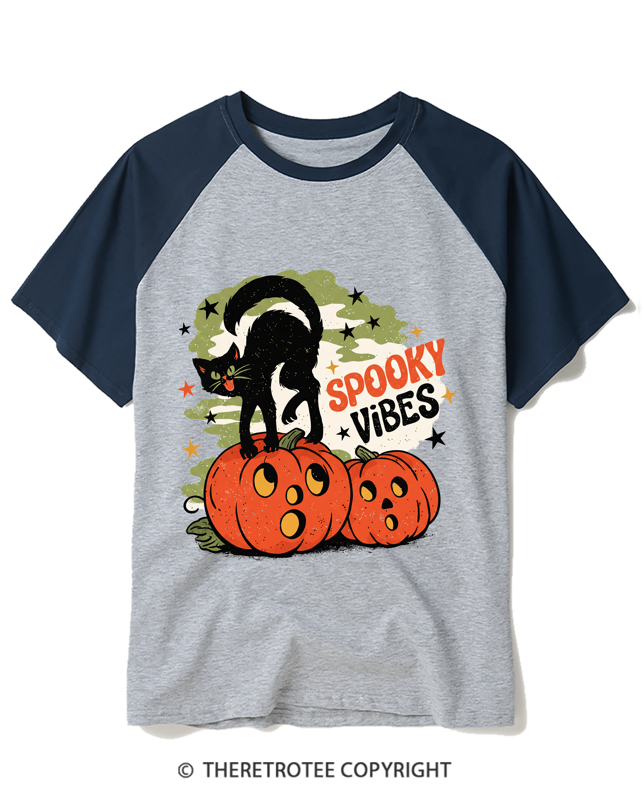 TheRetroTee Spooky Vibes Raglan Baseball T-Shirt
