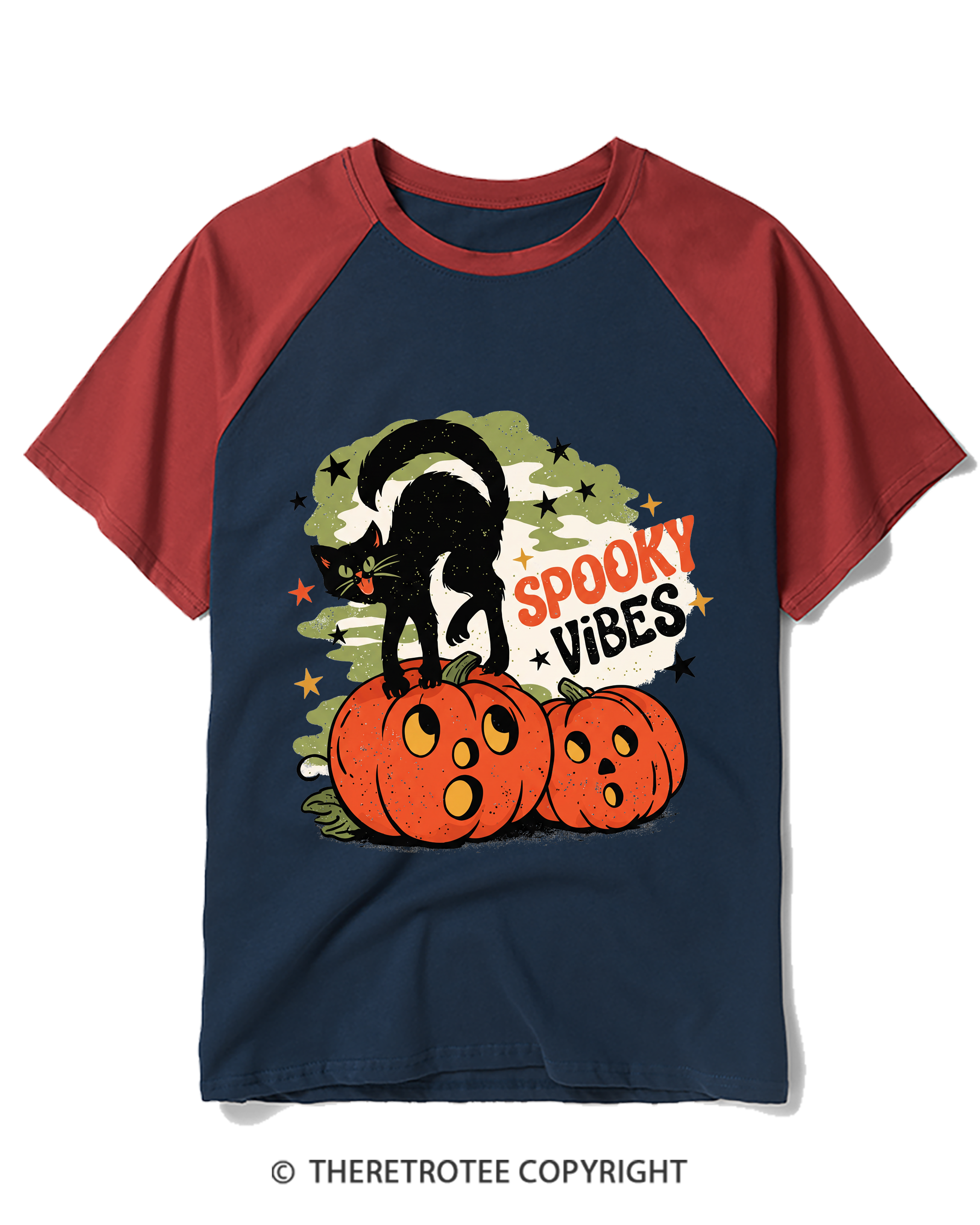 TheRetroTee Spooky Vibes Raglan Baseball T-Shirt