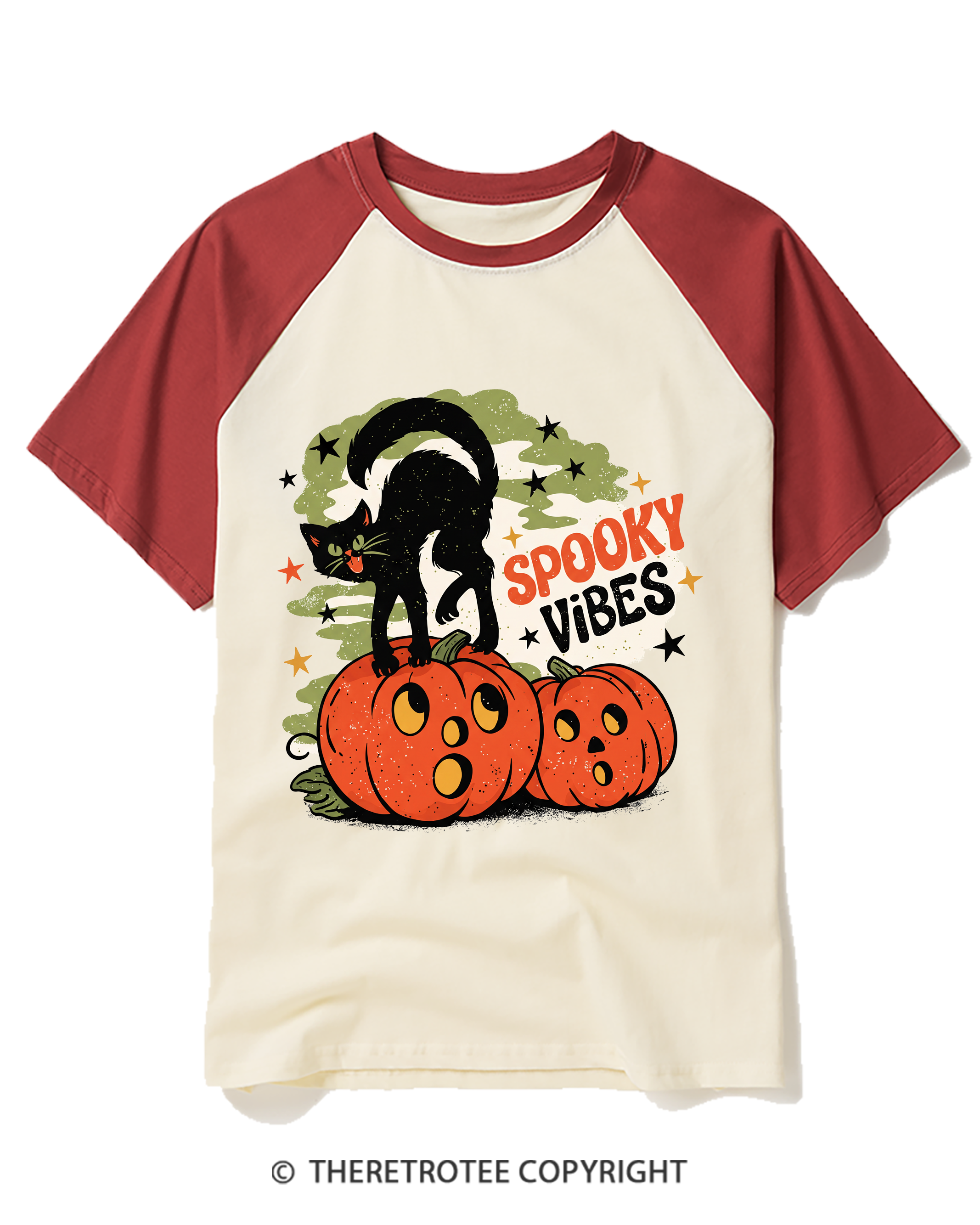 TheRetroTee Spooky Vibes Raglan Baseball T-Shirt