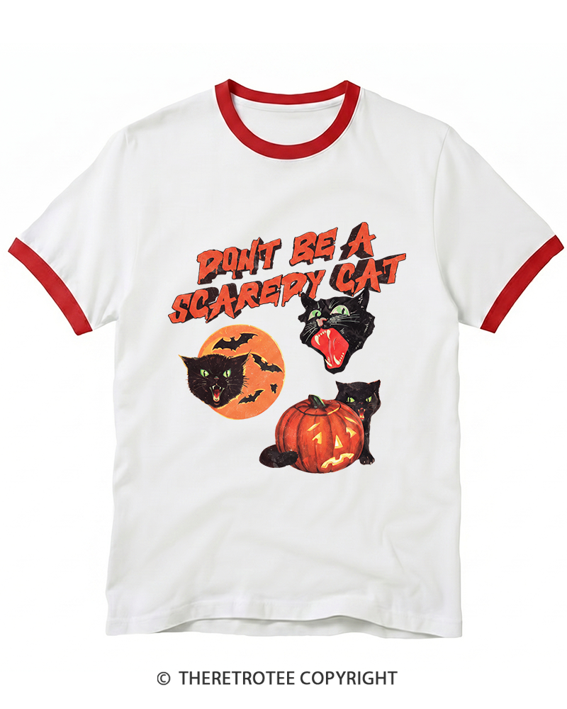 TheRetroTee Don’t Be a Scaredy Cat Ringer T-Shirt