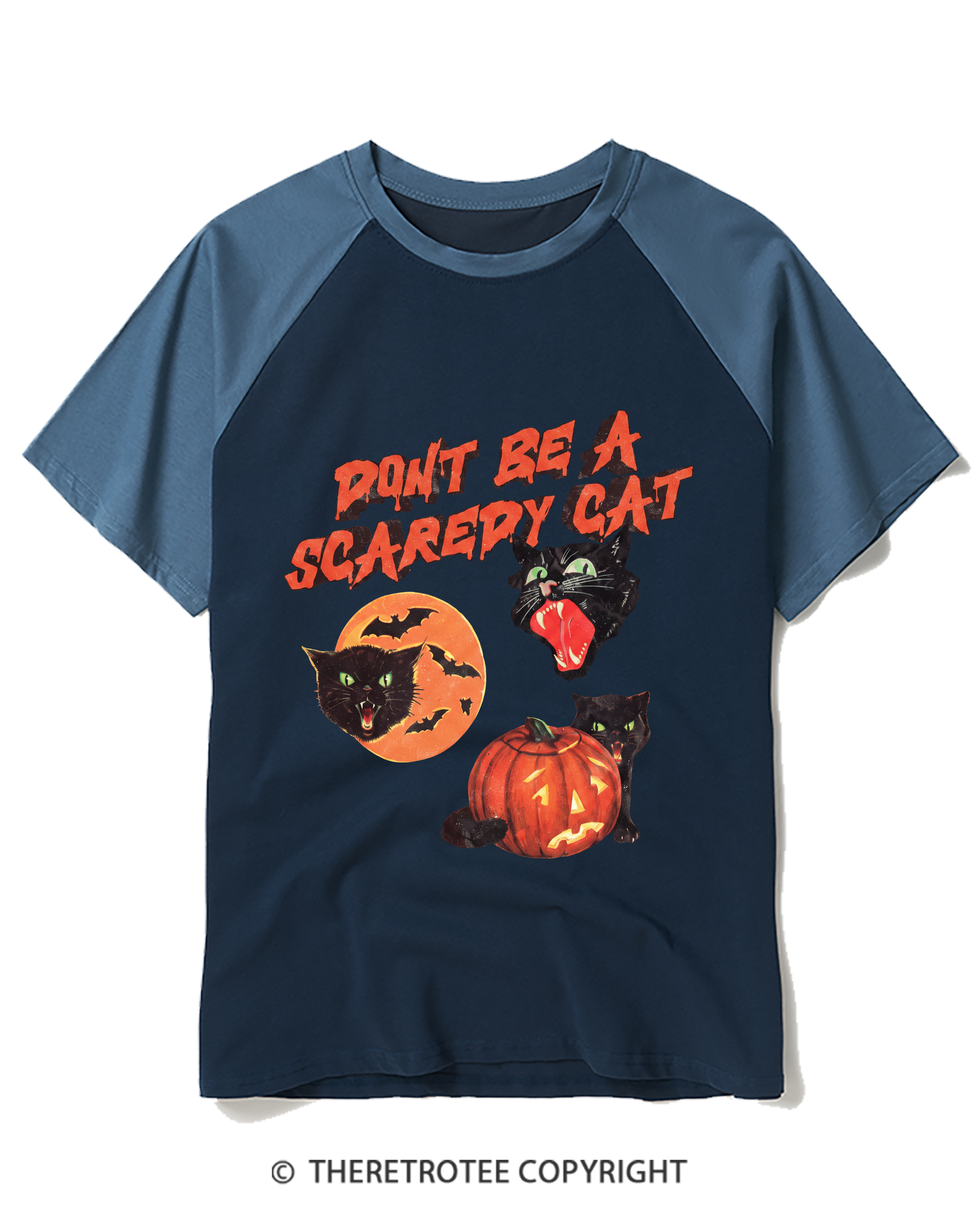 TheRetroTee Don’t Be a Scaredy Cat Raglan Baseball T-Shirt