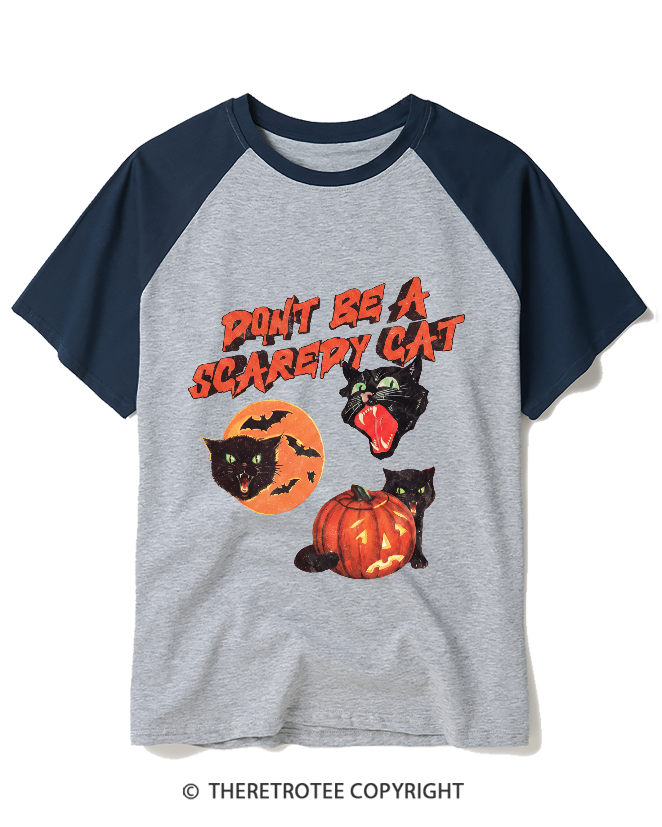 TheRetroTee Don’t Be a Scaredy Cat Raglan Baseball T-Shirt