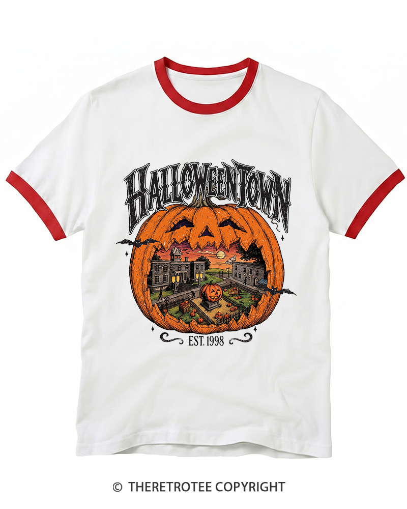 TheRetroTee Vintage Halloweentown Ringer T-Shirt