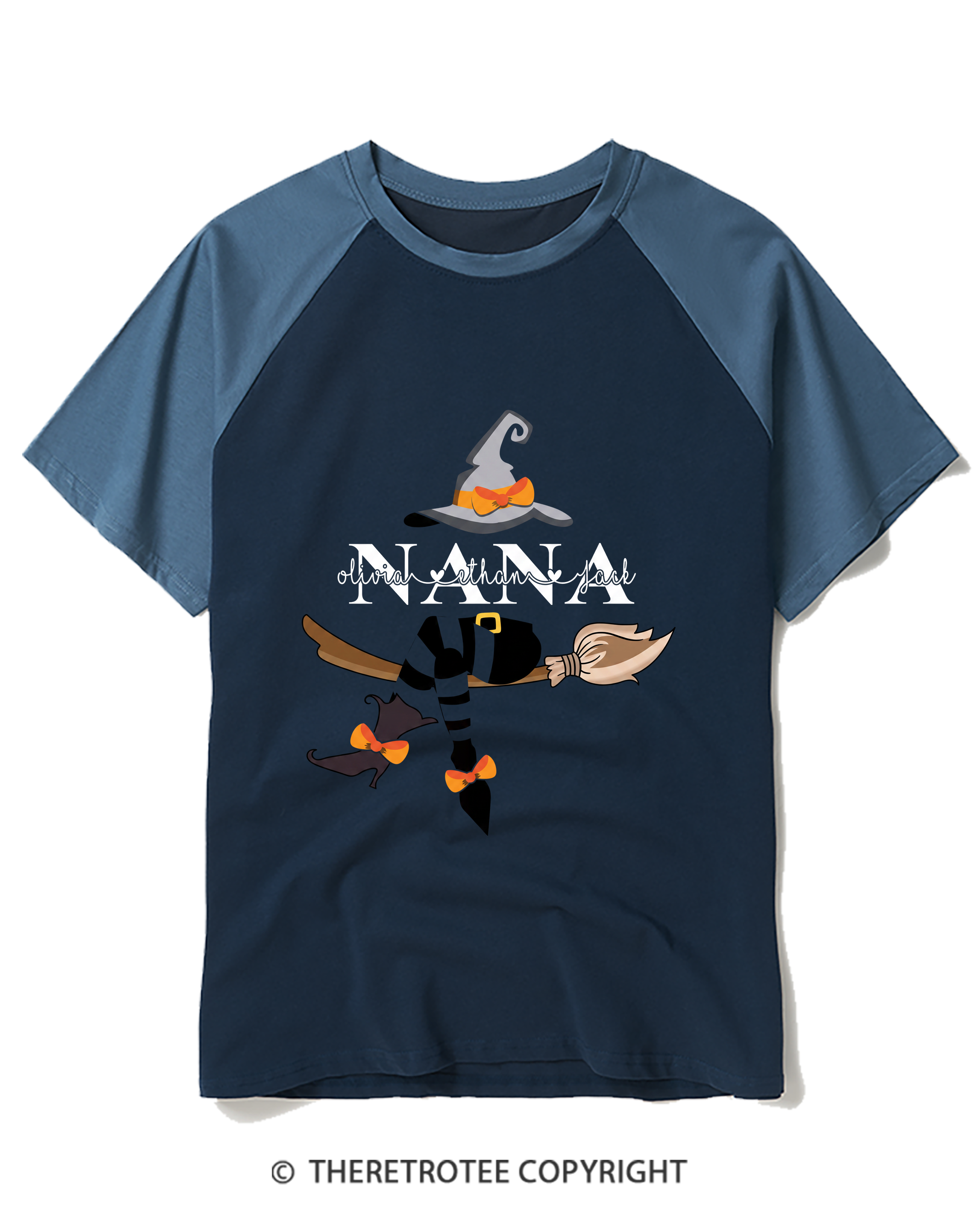 TheRetroTee Personalized Nana Witch Raglan Baseball T-Shirt
