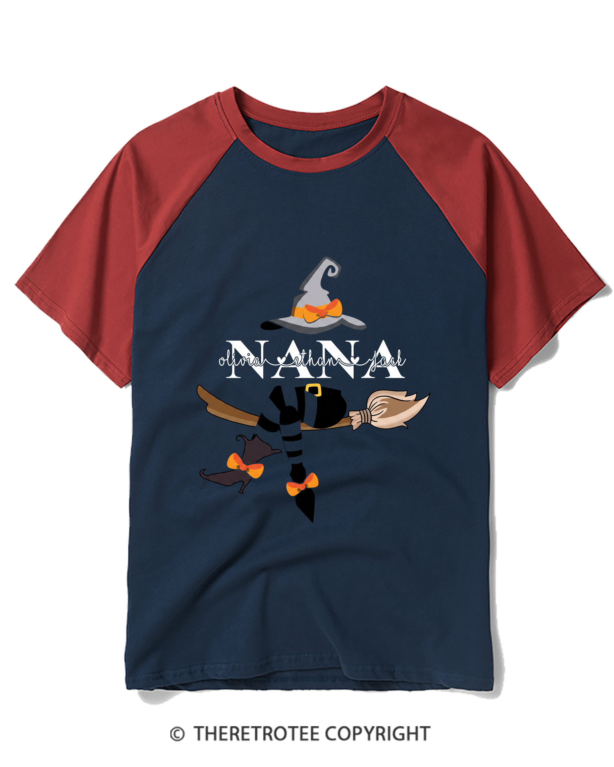 TheRetroTee Personalized Nana Witch Raglan Baseball T-Shirt