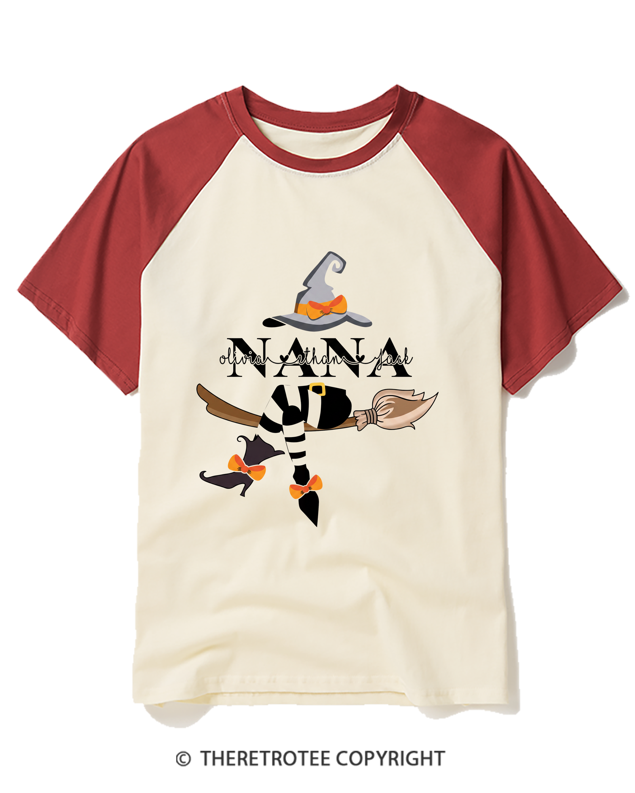 TheRetroTee Personalized Nana Witch Raglan Baseball T-Shirt