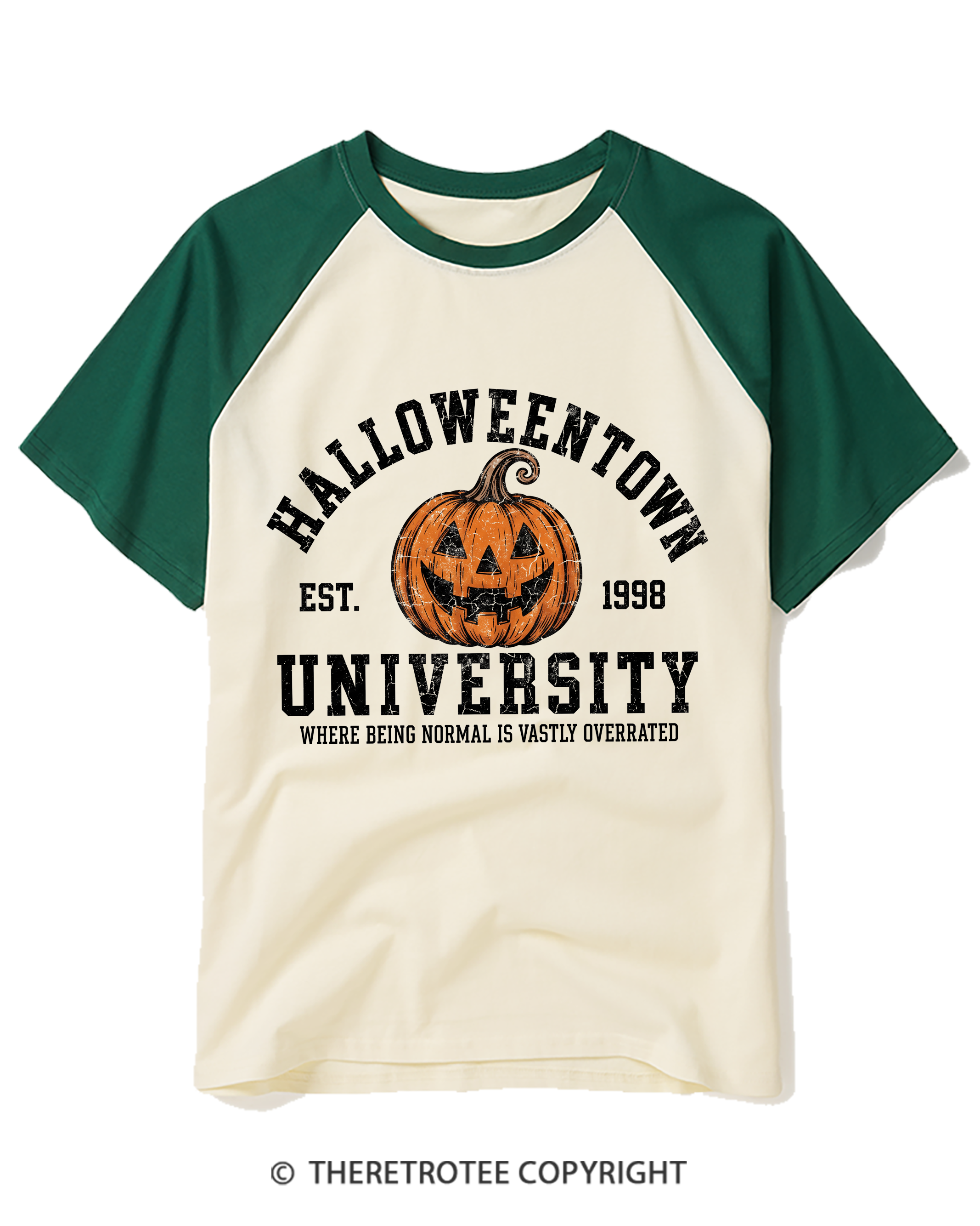 TheRetroTee Halloweentown University Raglan Baseball T-Shirt