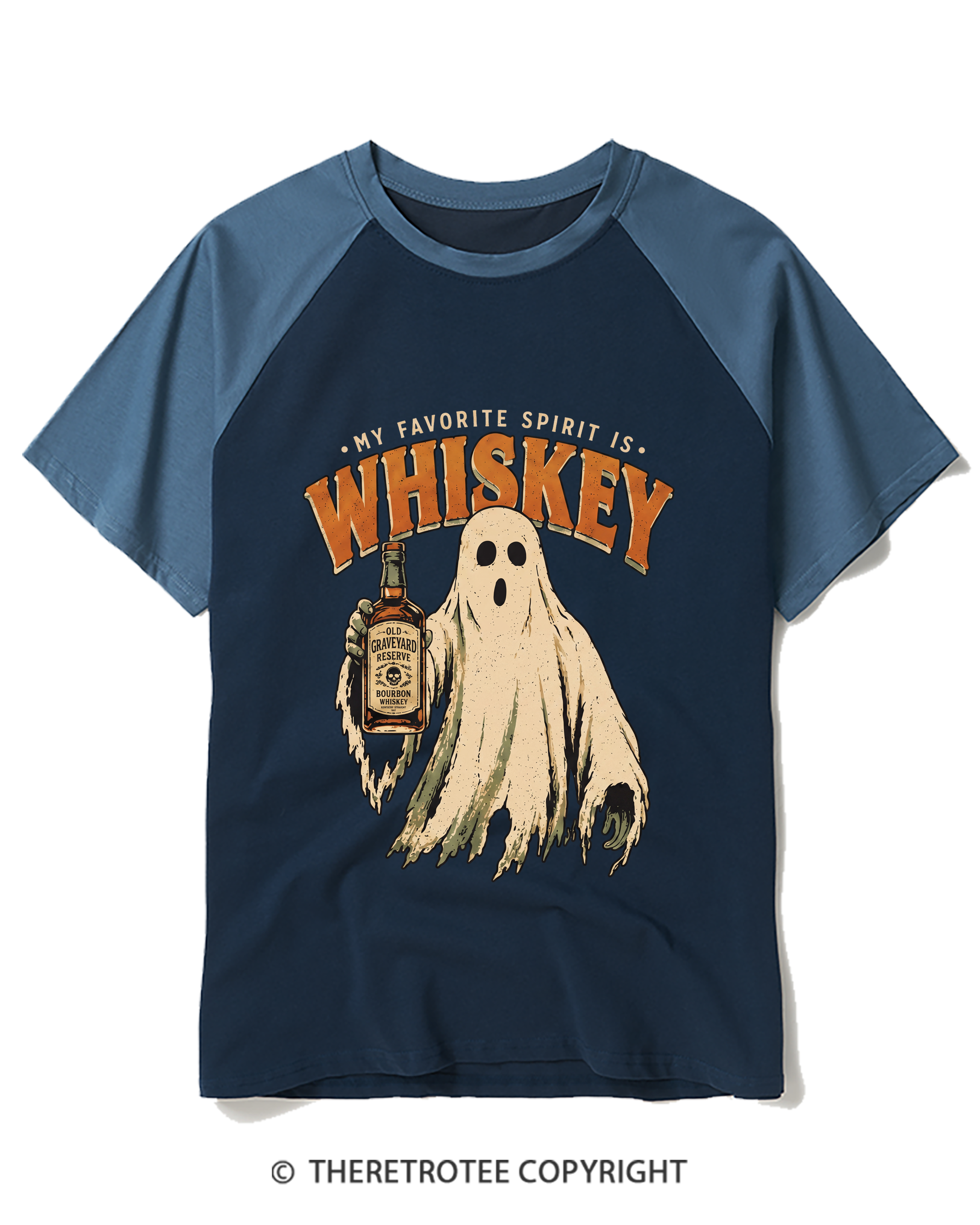TheRetroTee My Favorite Spirit is Whiskey 1970s Raglan Baseball T-Shirt