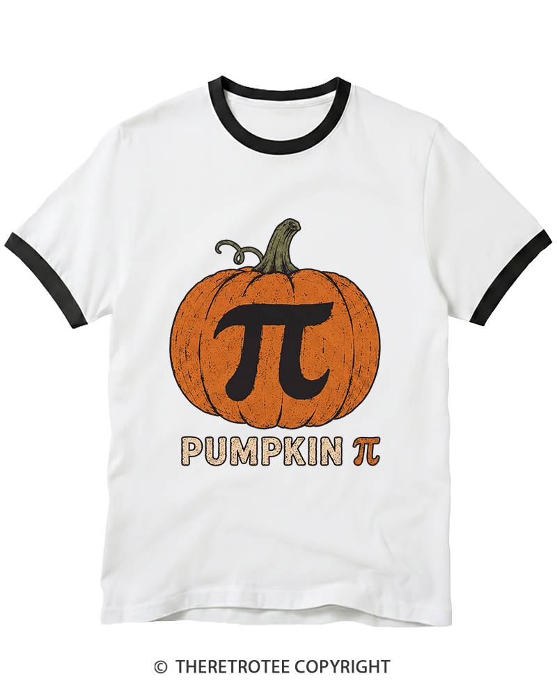 TheRetroTee Pumpkin Pi 1980s Ringer T-Shirt
