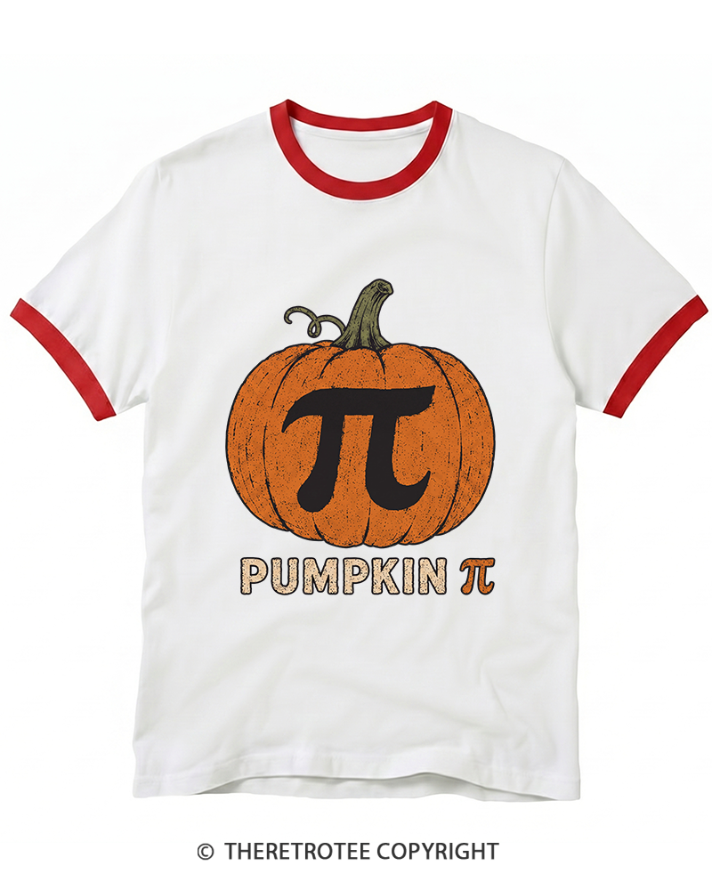 TheRetroTee Pumpkin Pi 1980s Ringer T-Shirt