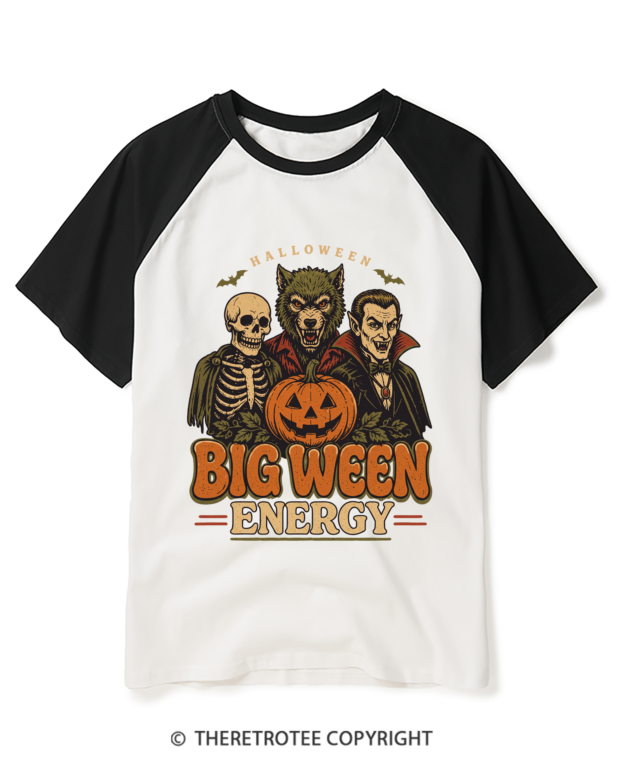 TheRetroTee Big Ween Energy 1970s Raglan Baseball T-Shirt