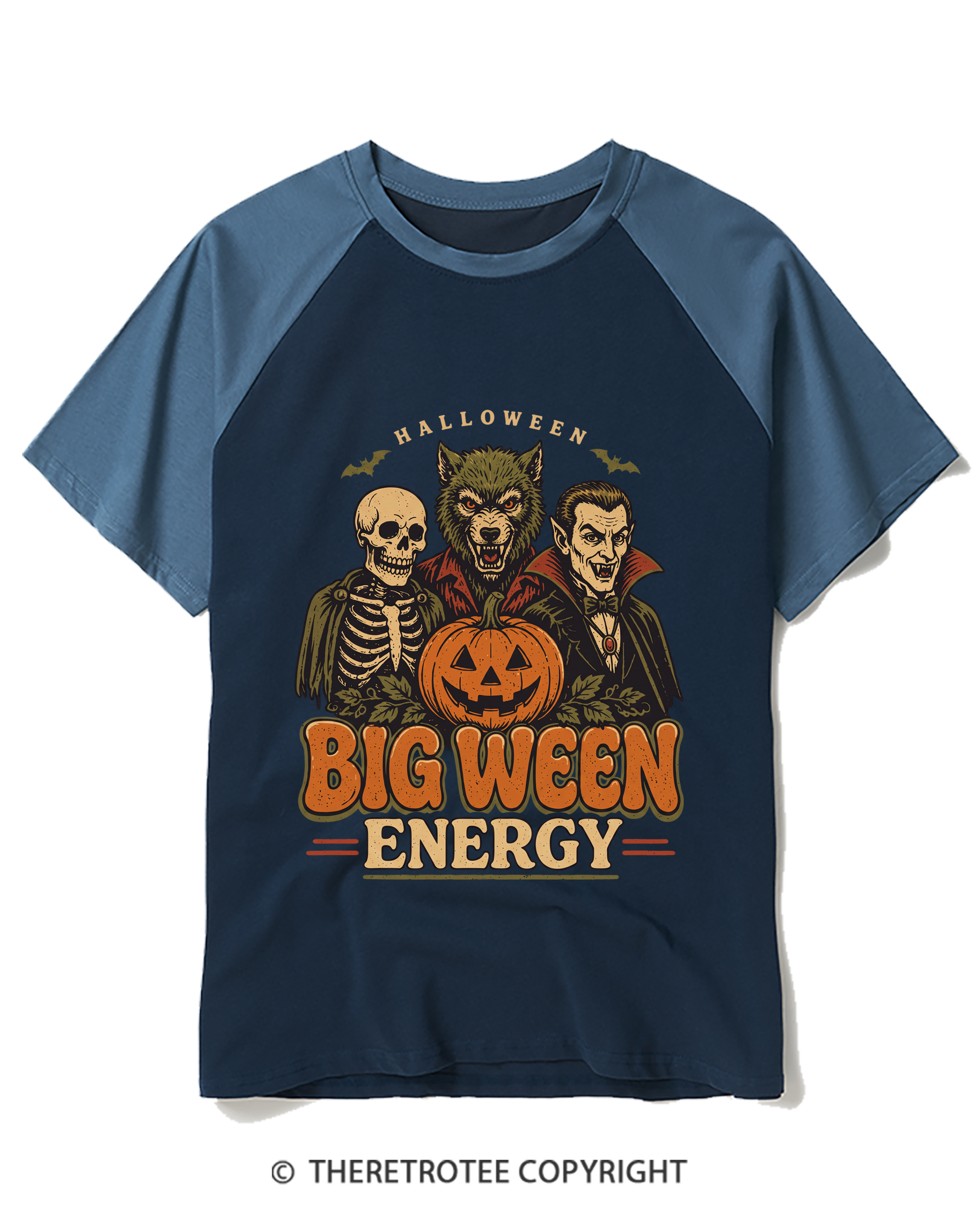 TheRetroTee Big Ween Energy 1970s Raglan Baseball T-Shirt