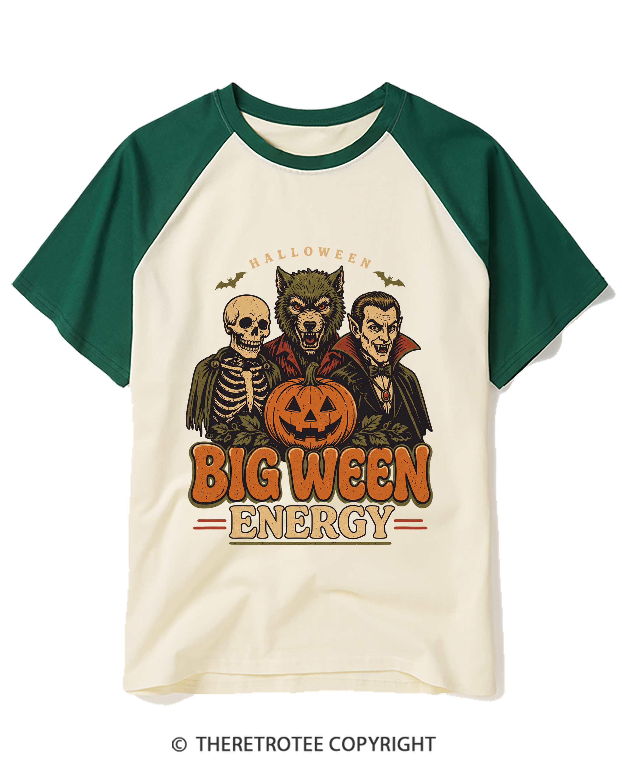 TheRetroTee Big Ween Energy 1970s Raglan Baseball T-Shirt