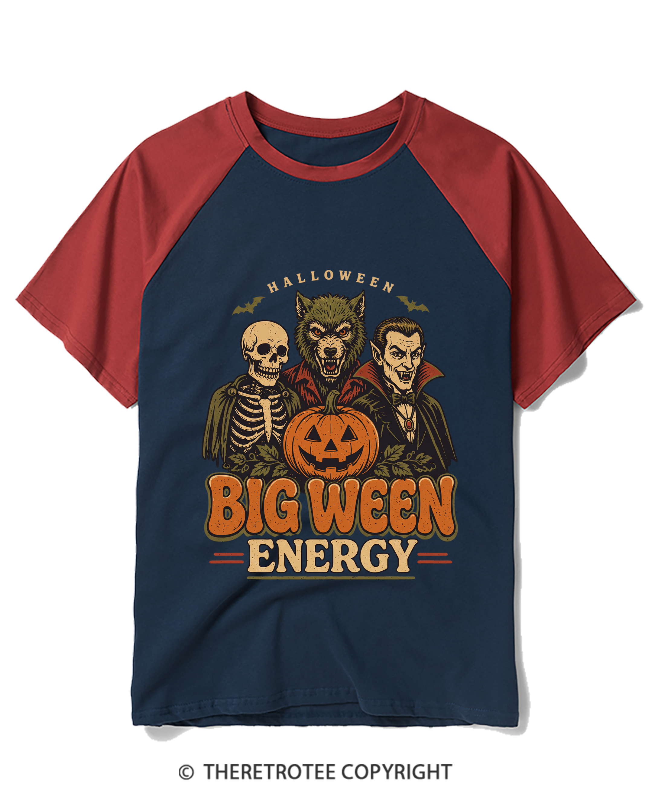 TheRetroTee Big Ween Energy 1970s Raglan Baseball T-Shirt
