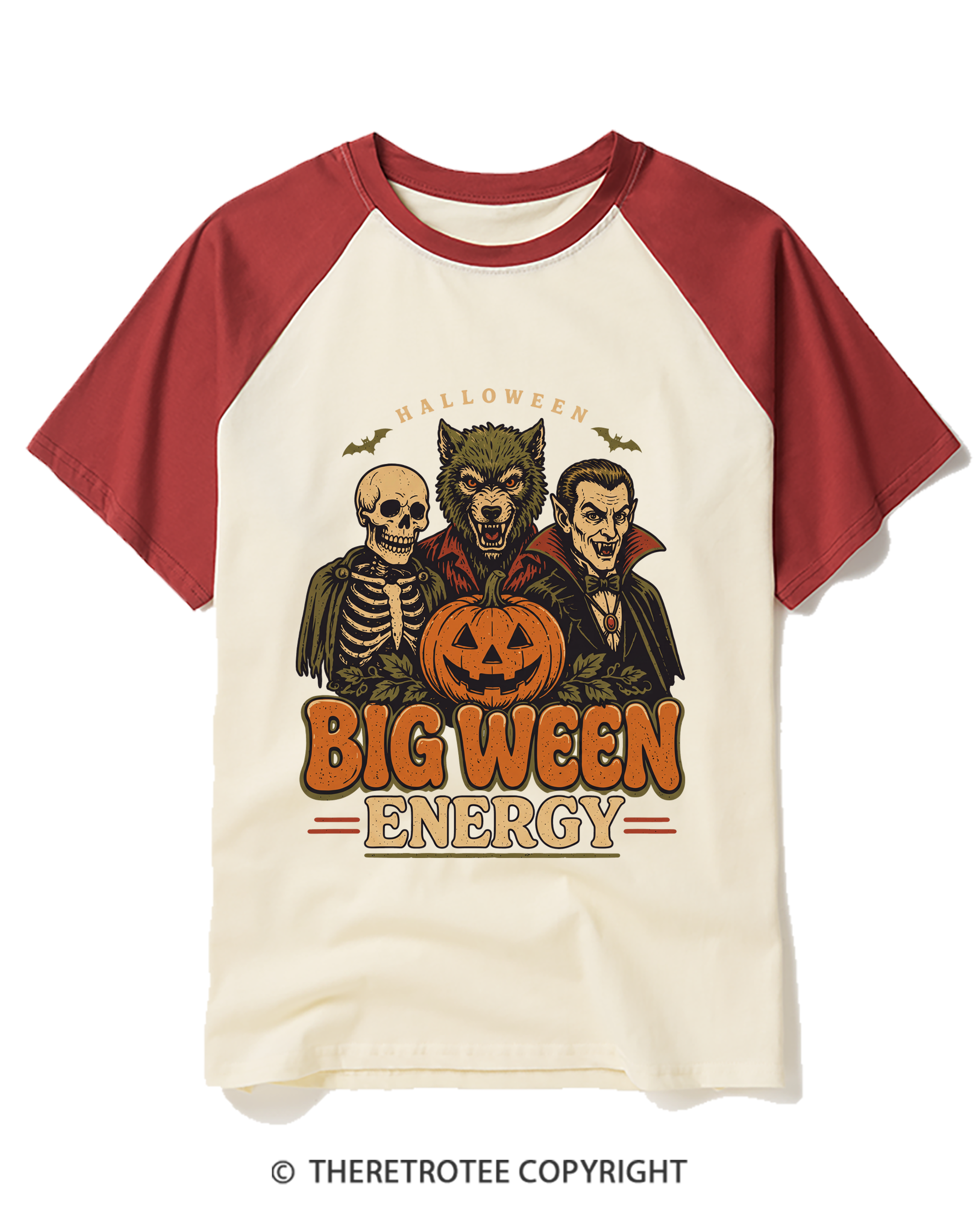 TheRetroTee Big Ween Energy 1970s Raglan Baseball T-Shirt