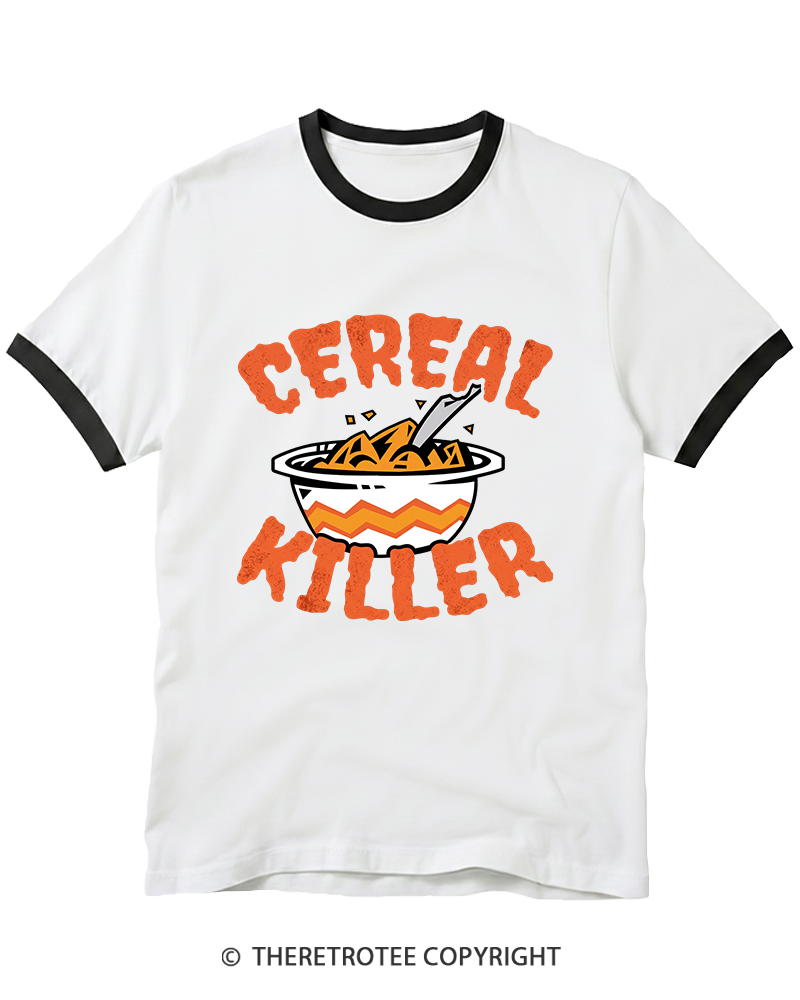TheRetroTee Cereal Killer 1980s Ringer T-Shirt