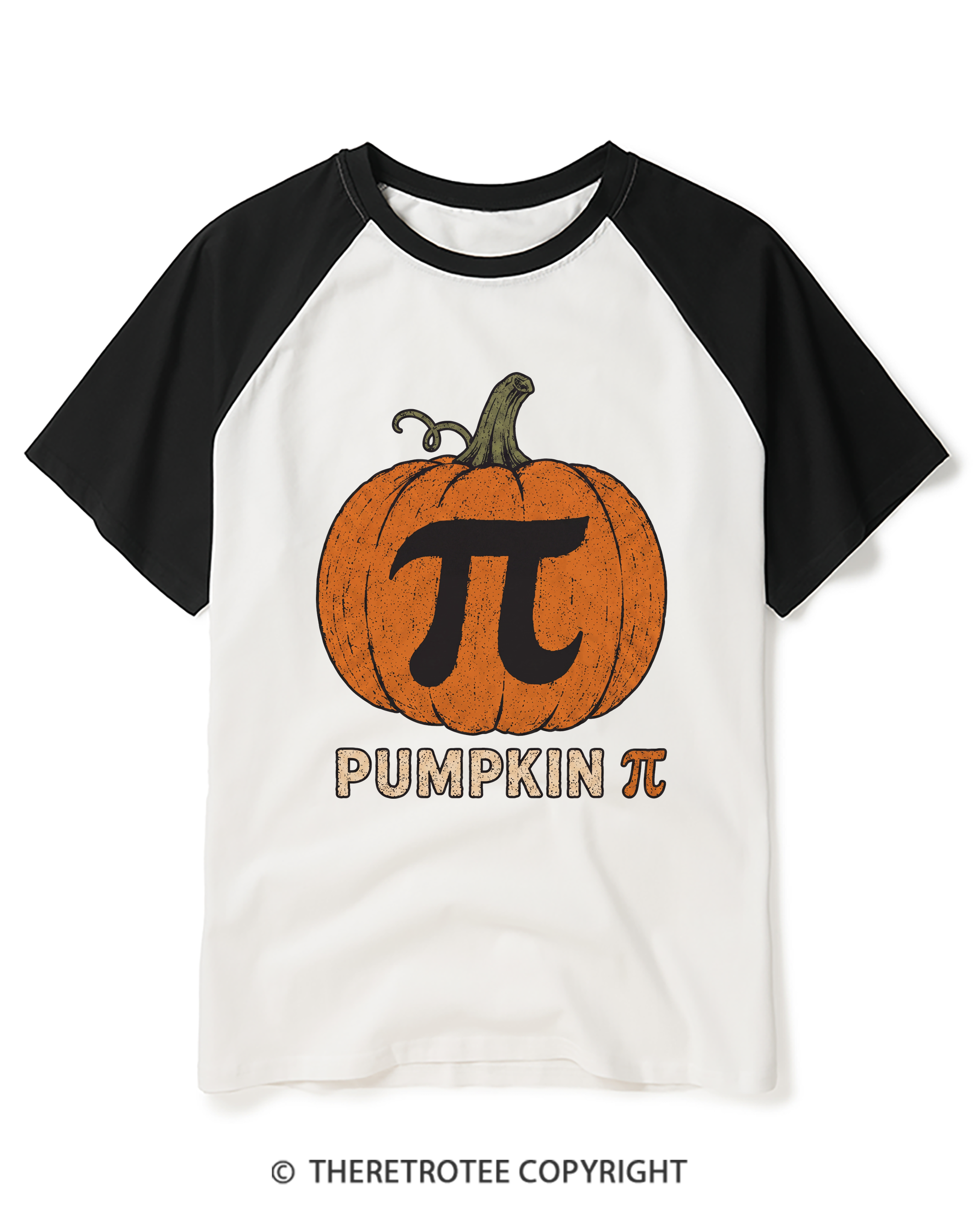 TheRetroTee Pumpkin Pi 1980s Raglan Baseball T-Shirt