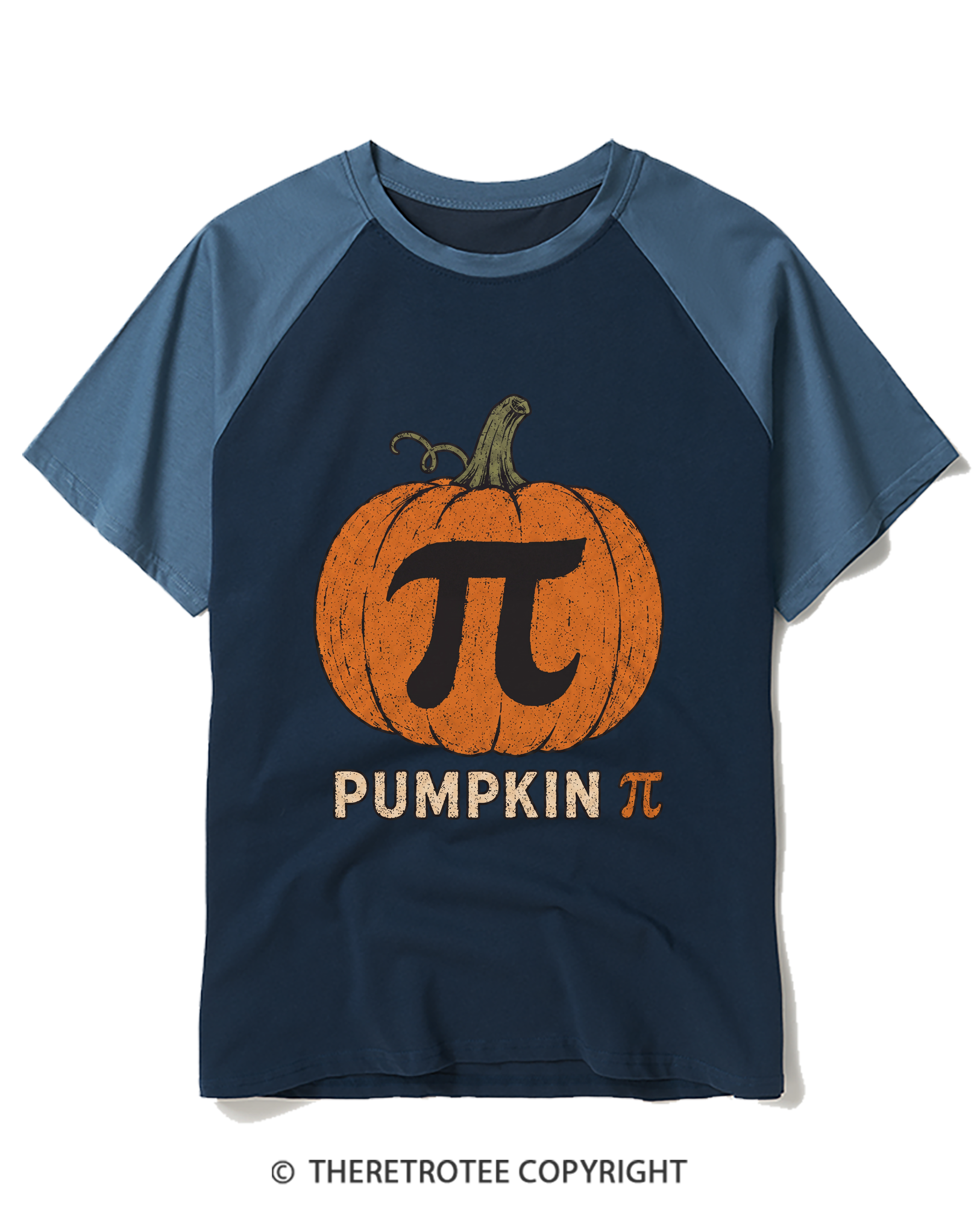 TheRetroTee Pumpkin Pi 1980s Raglan Baseball T-Shirt