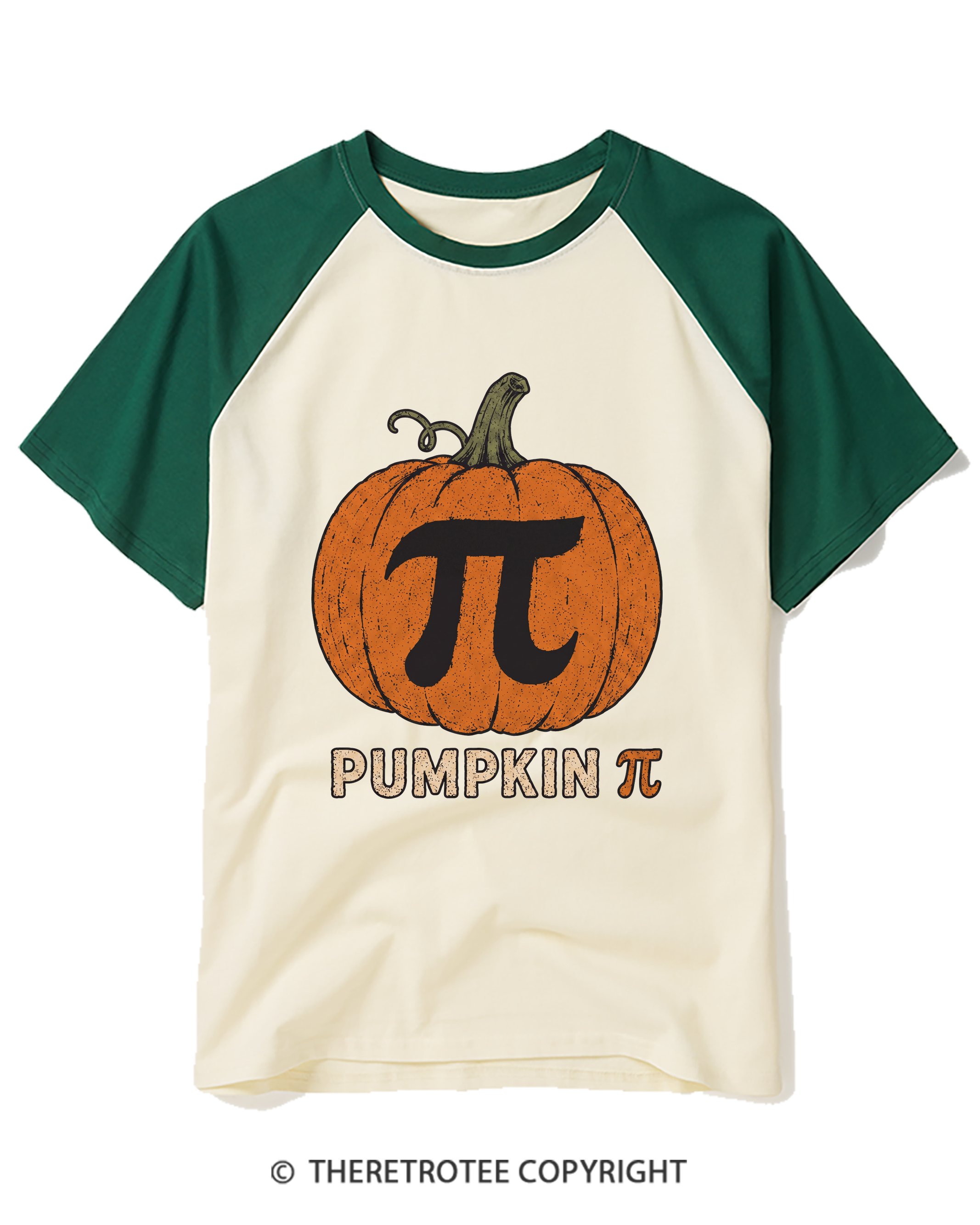 TheRetroTee Pumpkin Pi 1980s Raglan Baseball T-Shirt