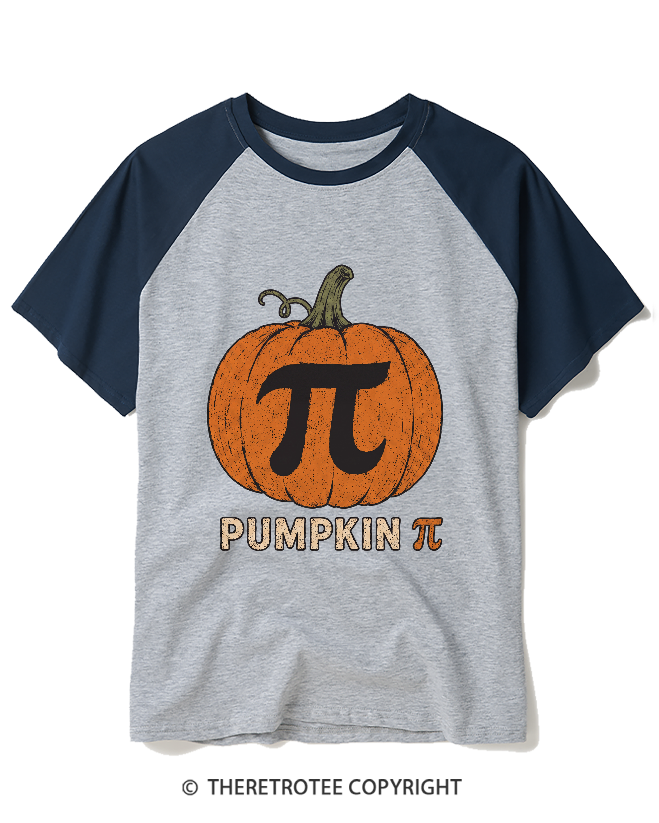 TheRetroTee Pumpkin Pi 1980s Raglan Baseball T-Shirt