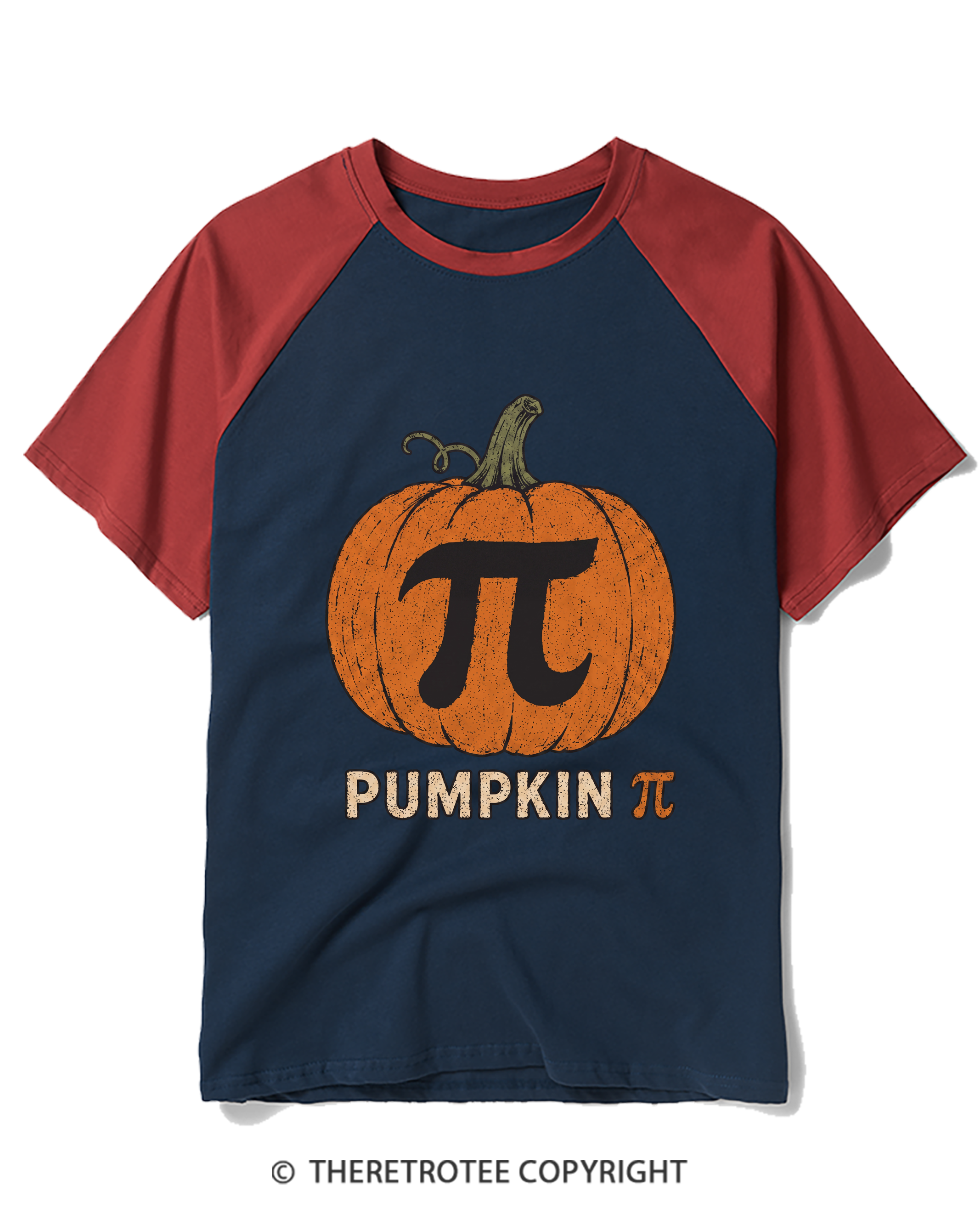 TheRetroTee Pumpkin Pi 1980s Raglan Baseball T-Shirt