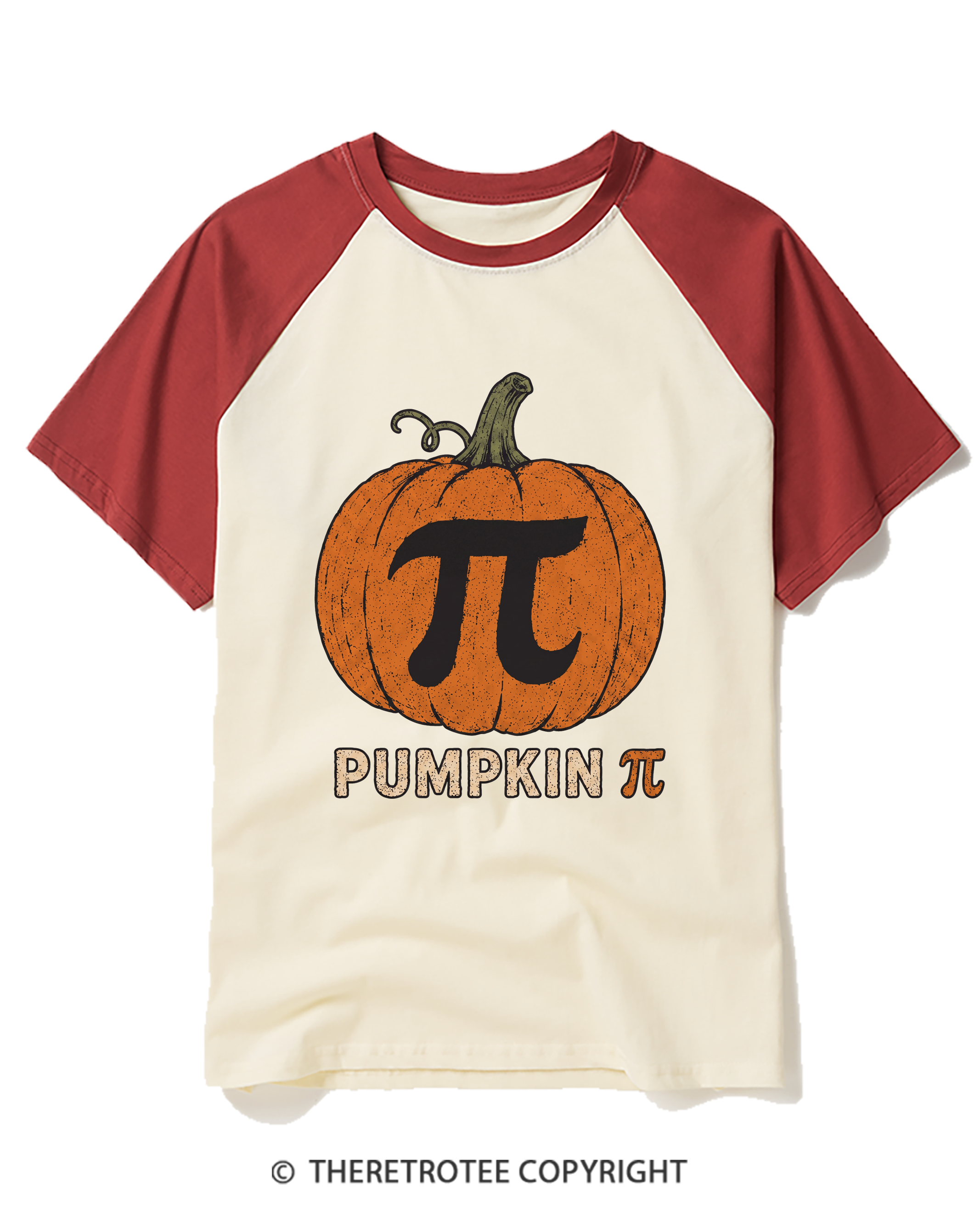 TheRetroTee Pumpkin Pi 1980s Raglan Baseball T-Shirt