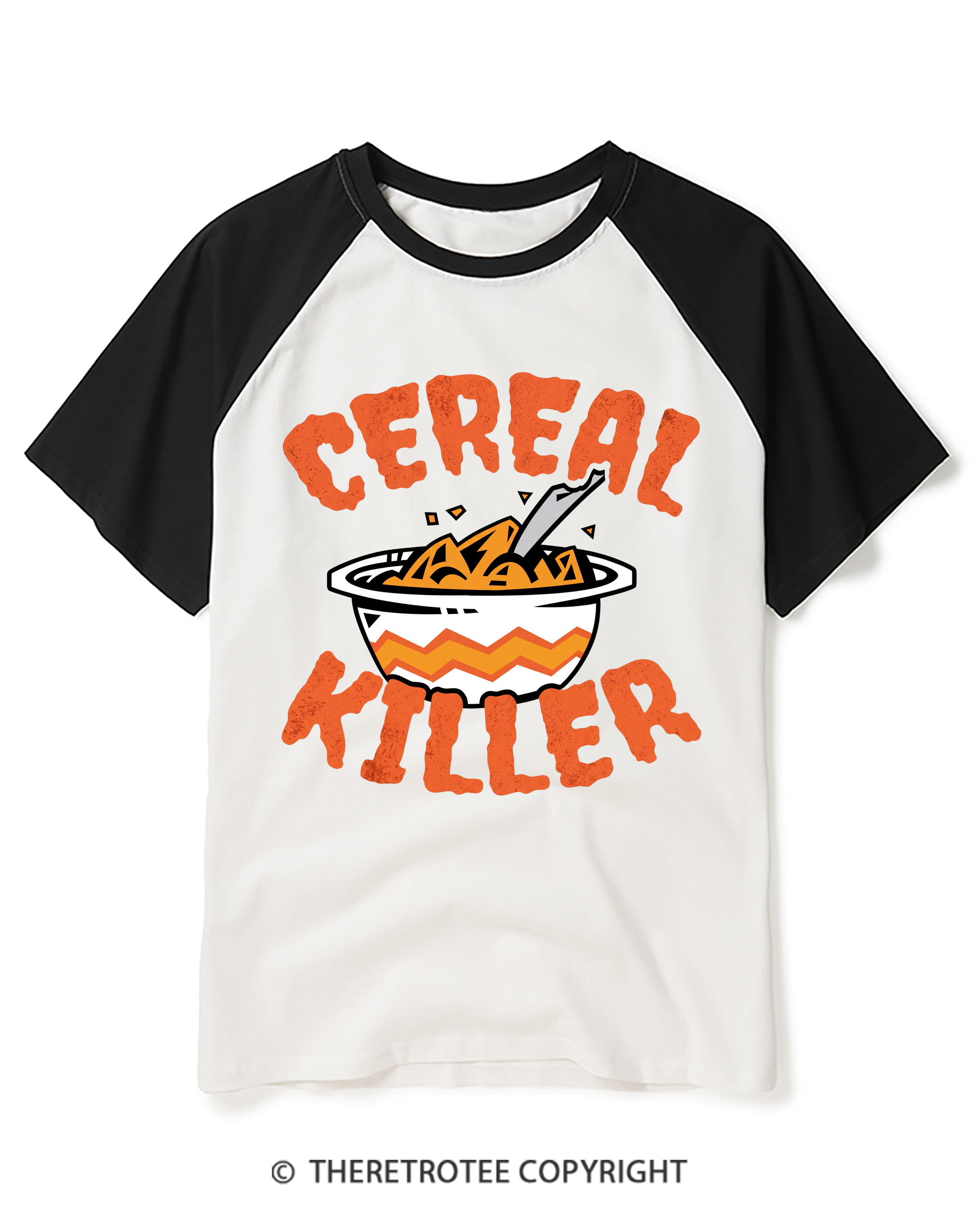 TheRetroTee Cereal Killer 1980s Raglan Baseball T-Shirt