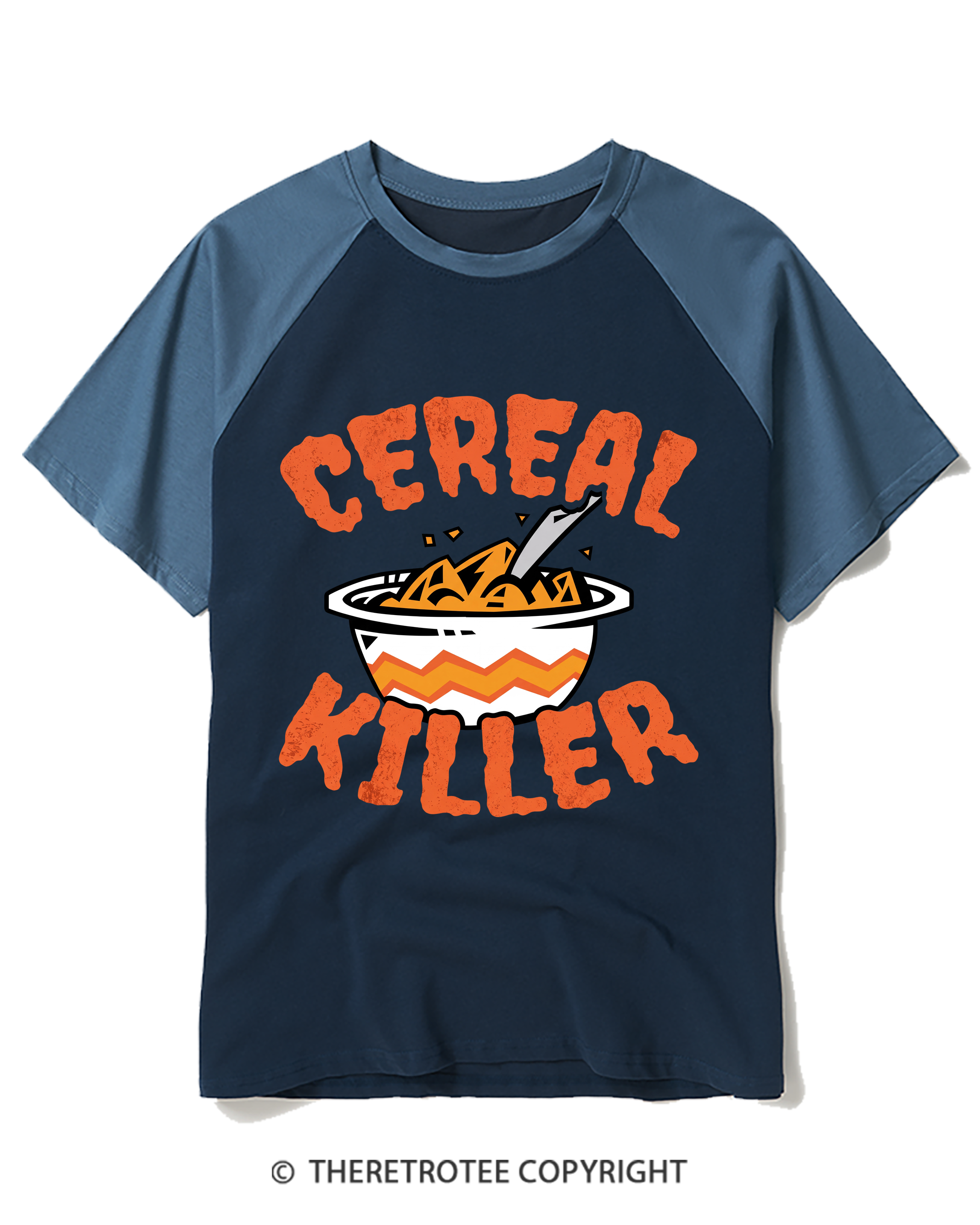 TheRetroTee Cereal Killer 1980s Raglan Baseball T-Shirt