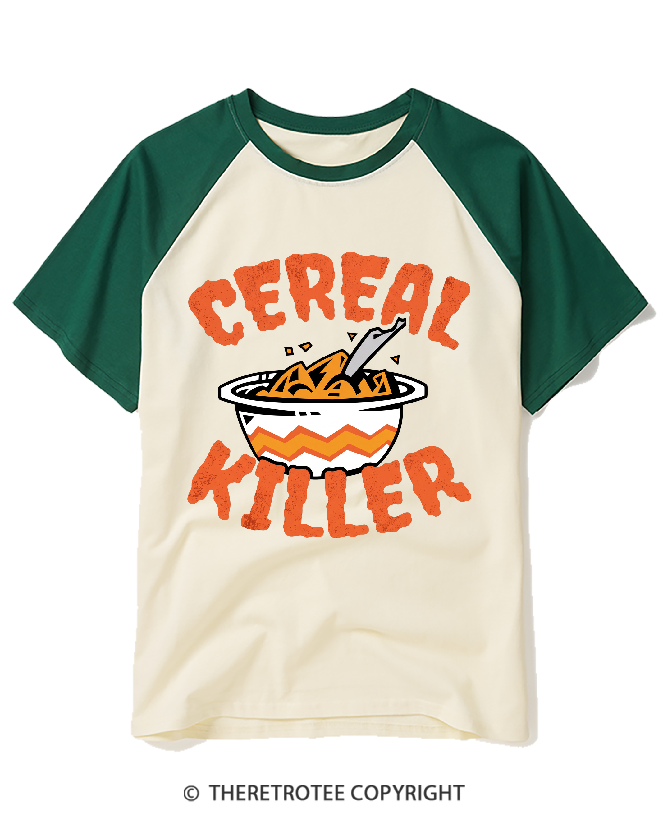 TheRetroTee Cereal Killer 1980s Raglan Baseball T-Shirt