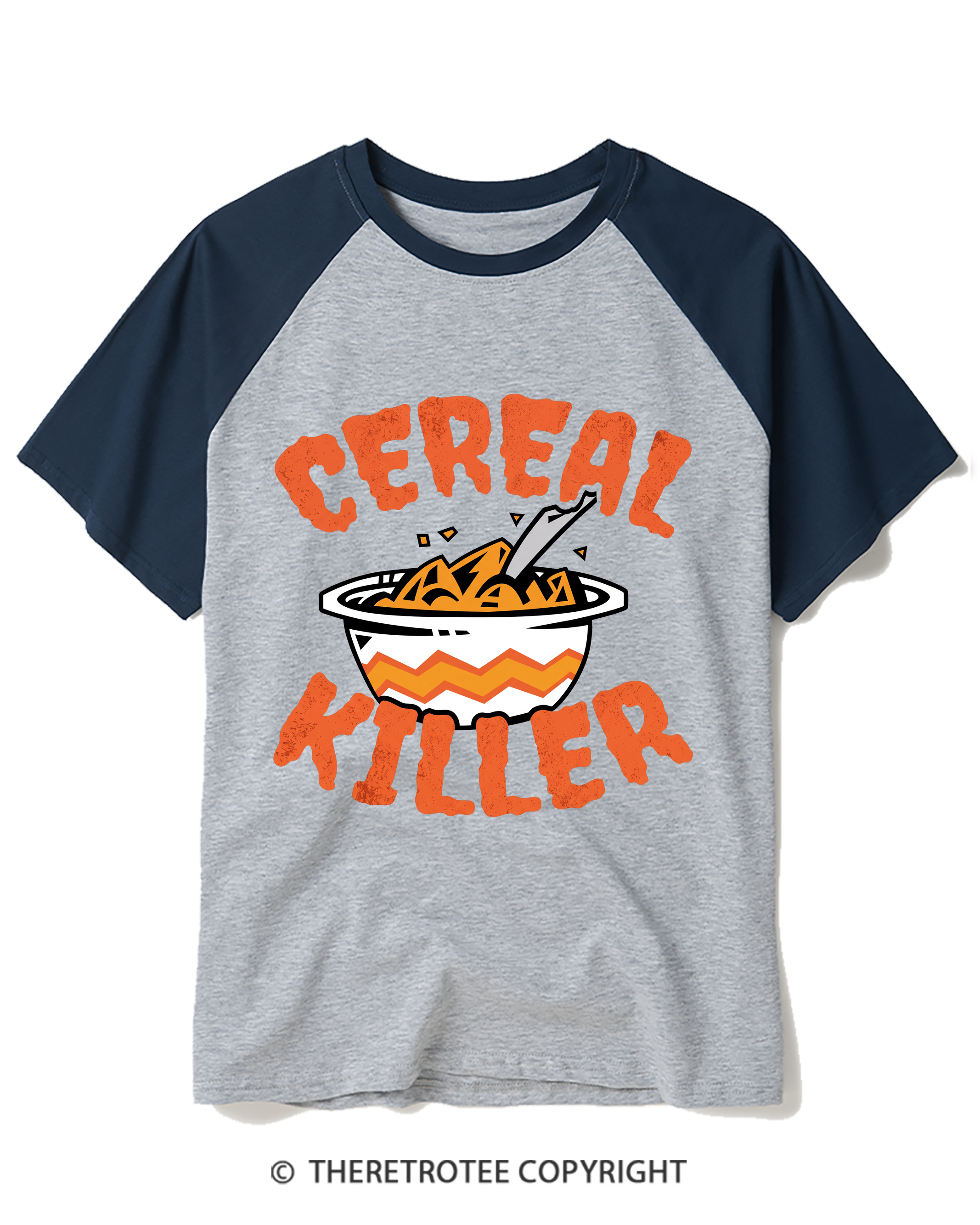 TheRetroTee Cereal Killer 1980s Raglan Baseball T-Shirt