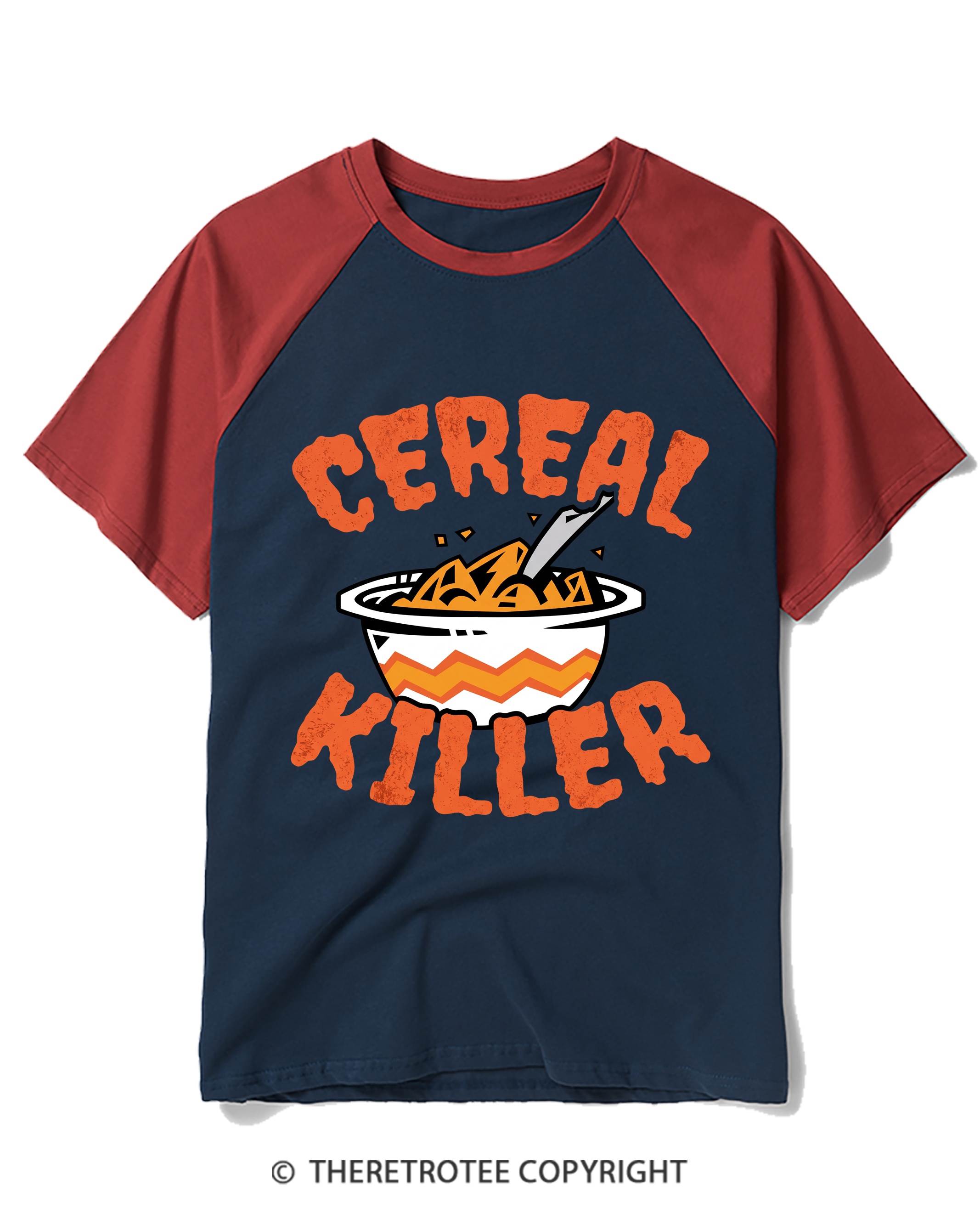 TheRetroTee Cereal Killer 1980s Raglan Baseball T-Shirt