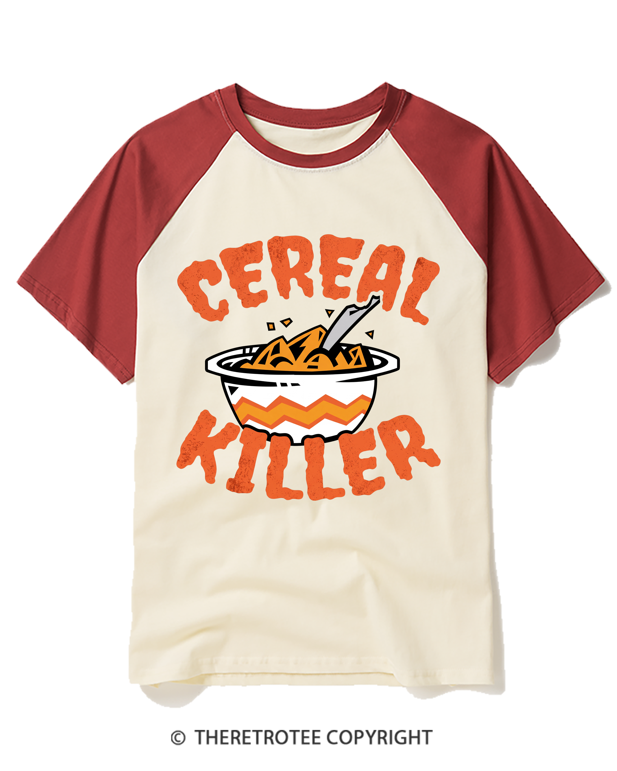 TheRetroTee Cereal Killer 1980s Raglan Baseball T-Shirt