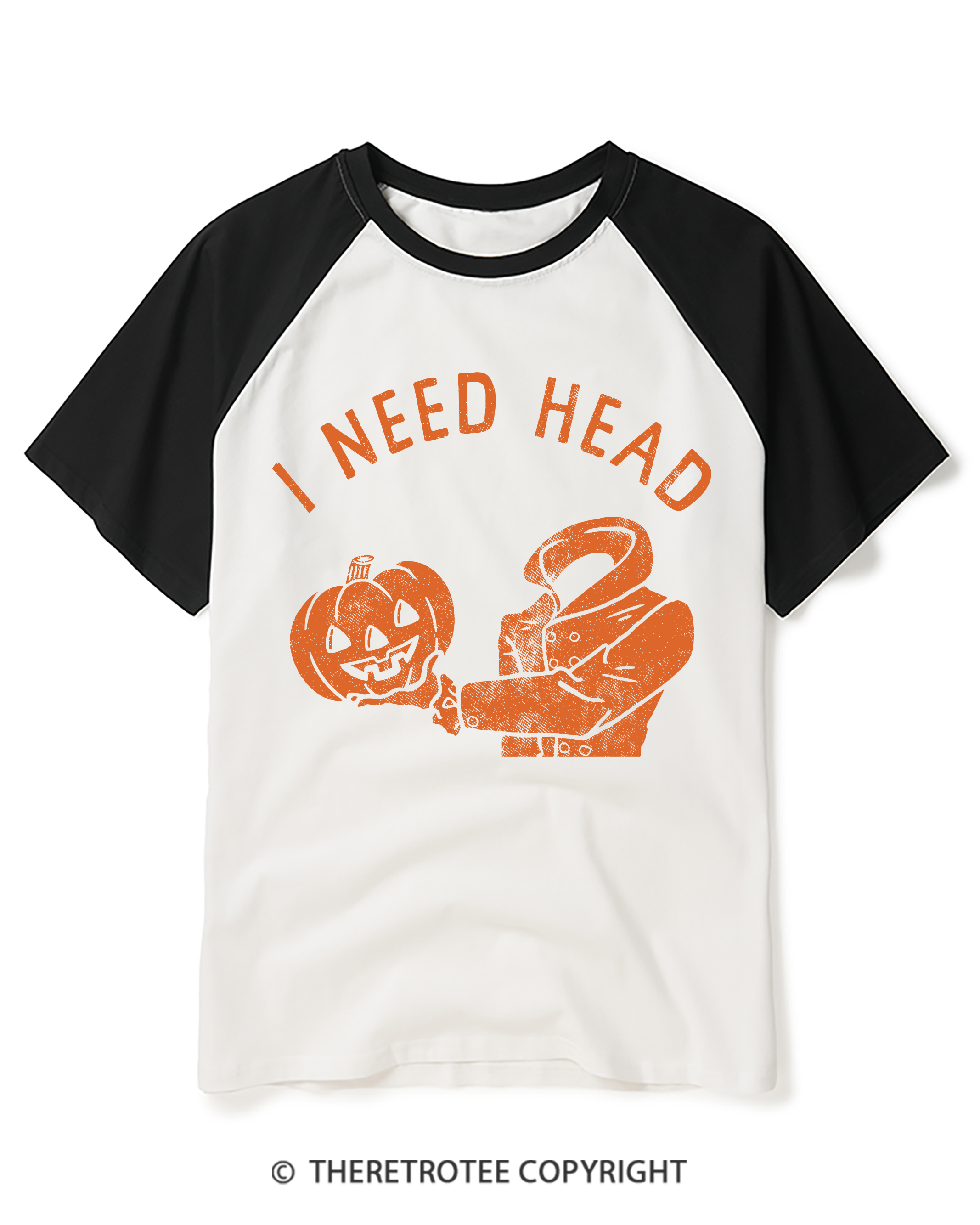 TheRetroTee I Need Head 1970s Raglan Baseball T-Shirt