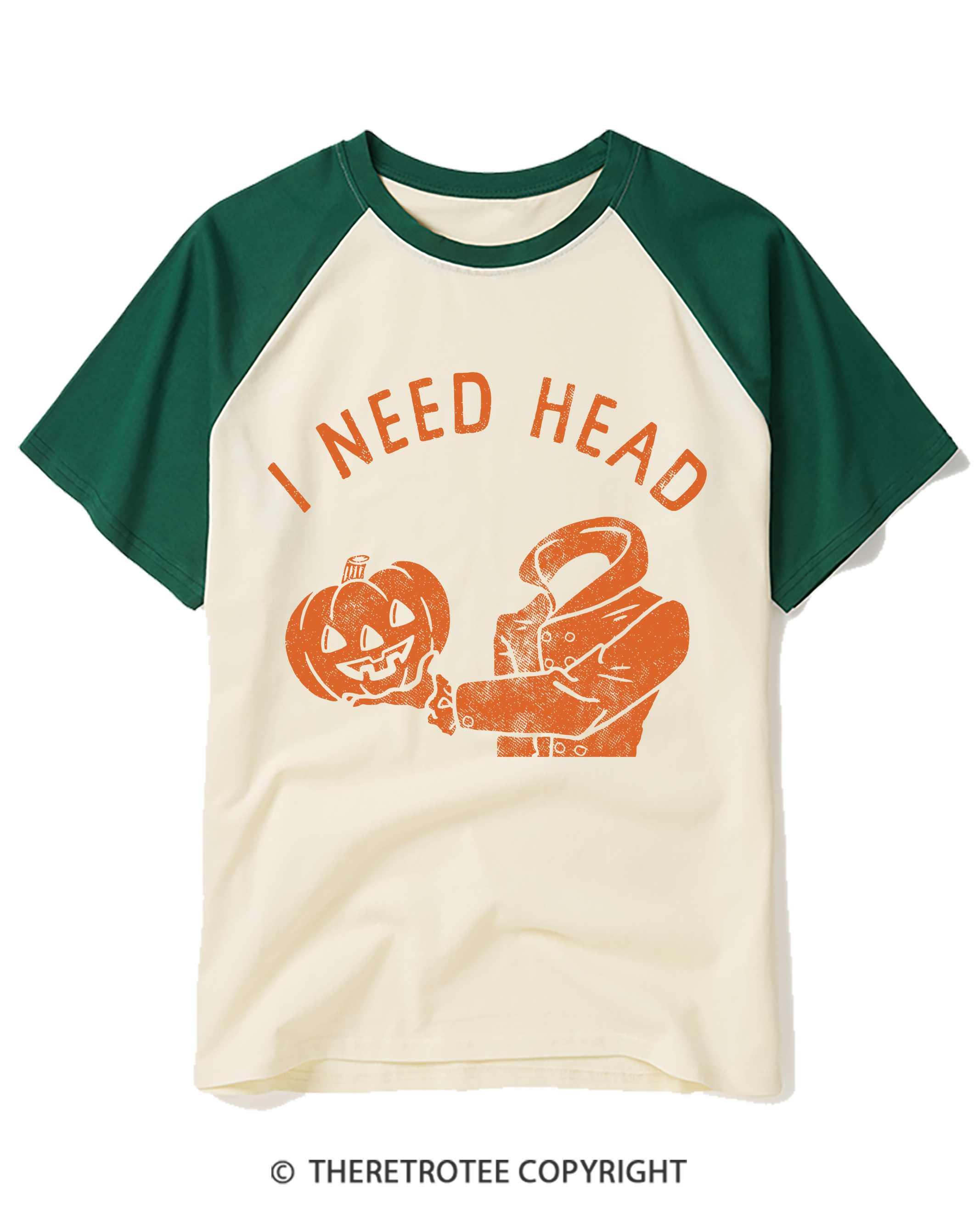 TheRetroTee I Need Head 1970s Raglan Baseball T-Shirt