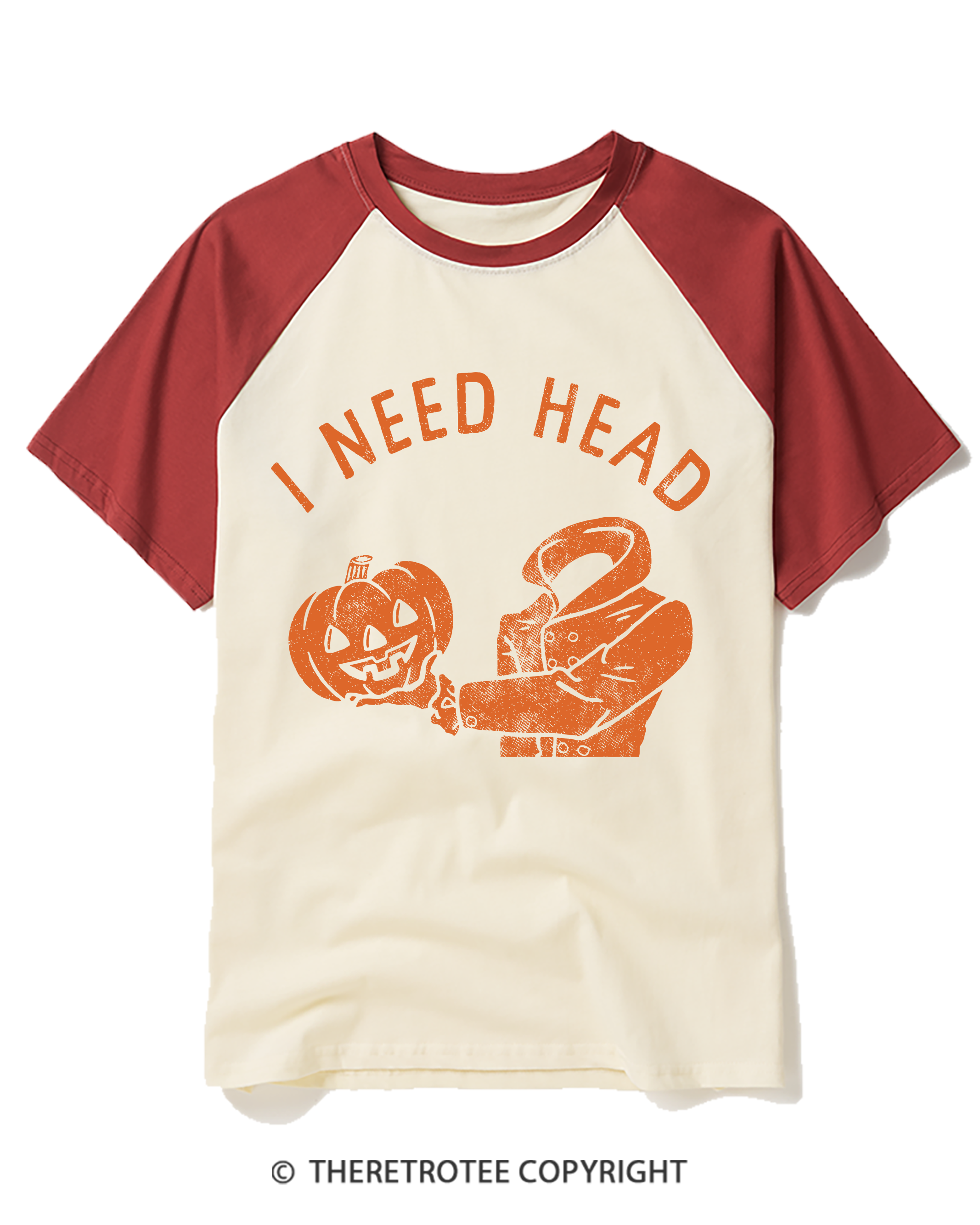 TheRetroTee I Need Head 1970s Raglan Baseball T-Shirt