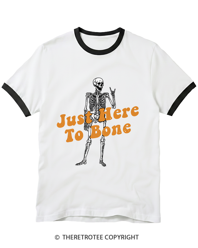TheRetroTee Just Here To Bone 1990s Ringer T-Shirt