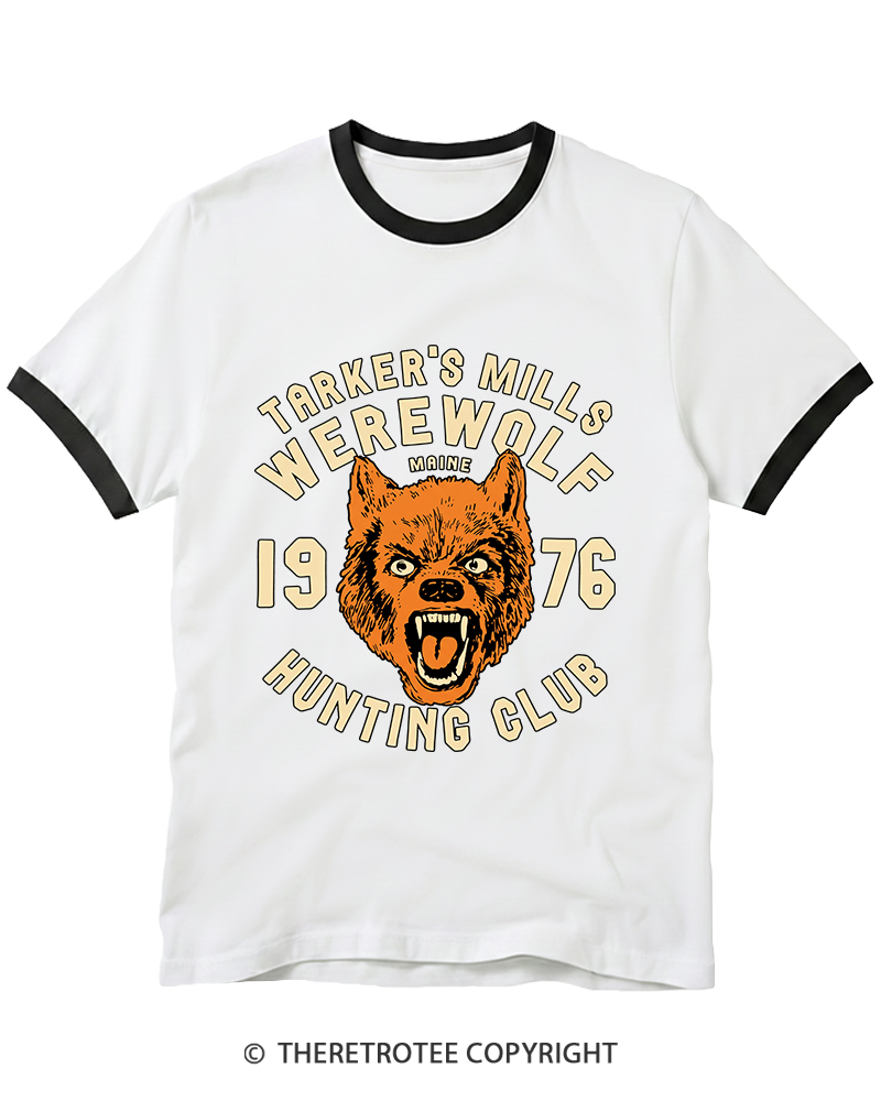 TheRetroTee Tarker's Mills Werewolf Hunting Club 1960s Ringer T-Shirt
