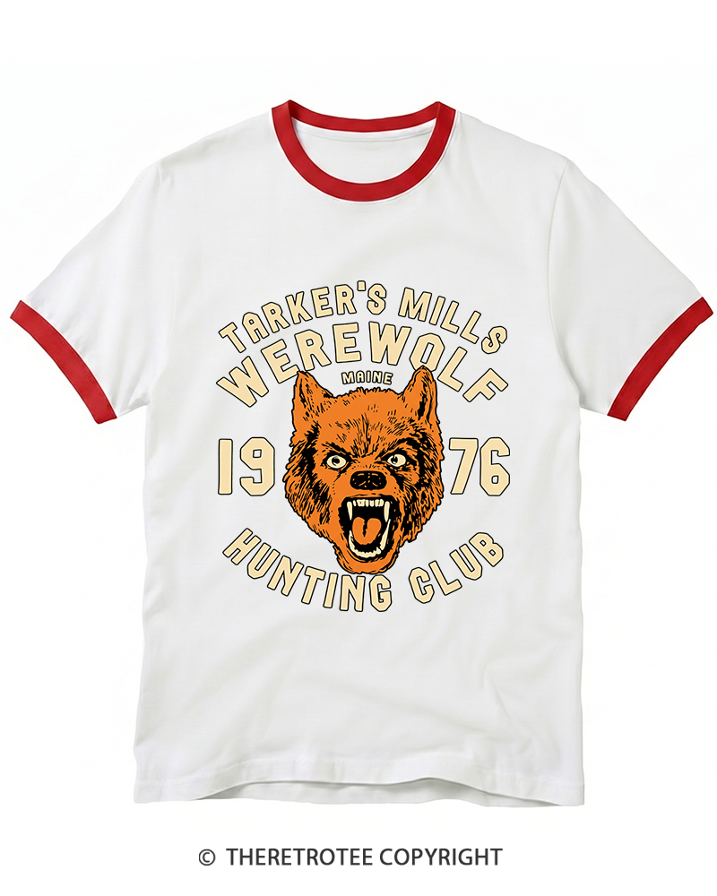 TheRetroTee Tarker's Mills Werewolf Hunting Club 1960s Ringer T-Shirt