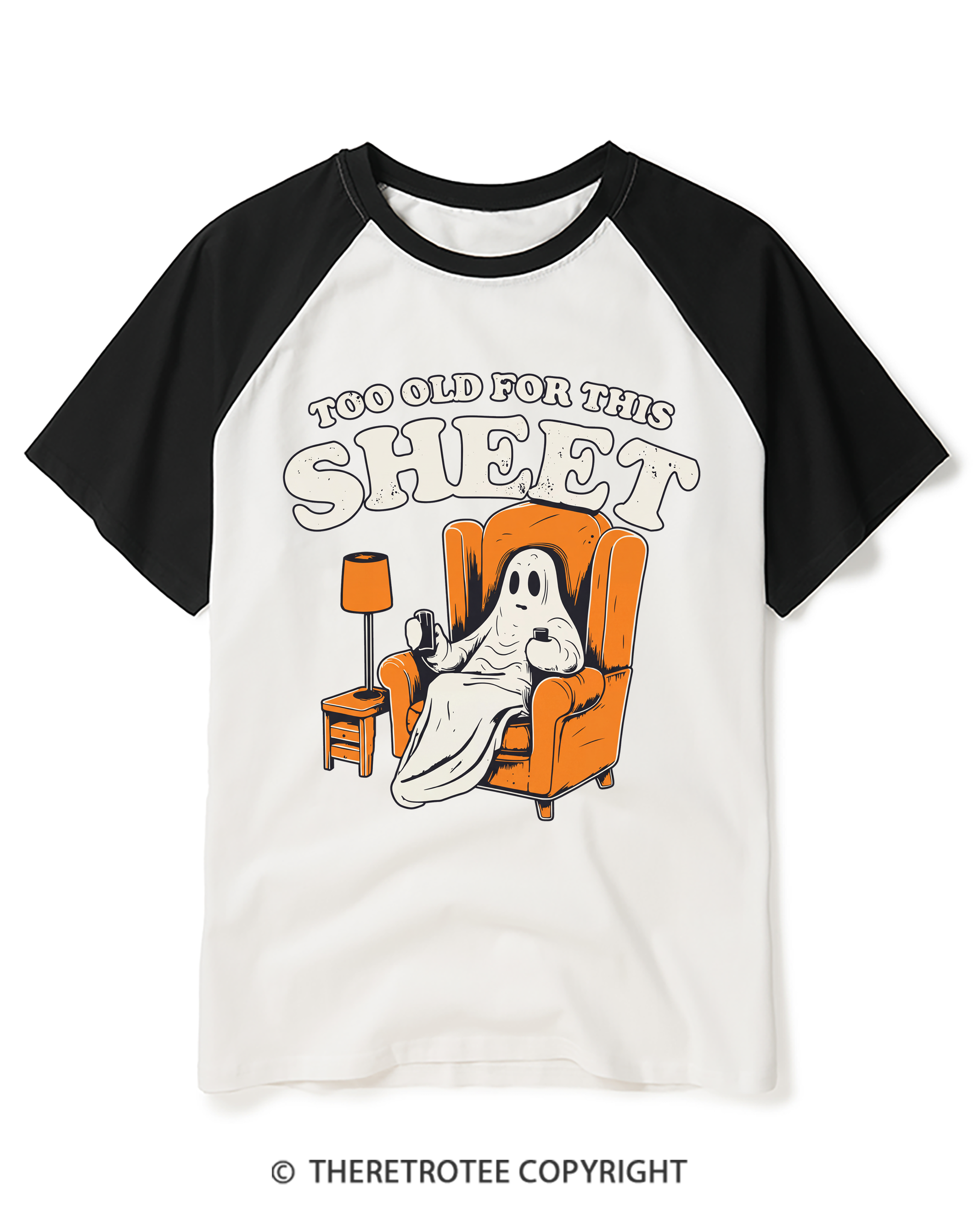TheRetroTee Too Old For This Sheet 1990s Raglan Baseball T-Shirt