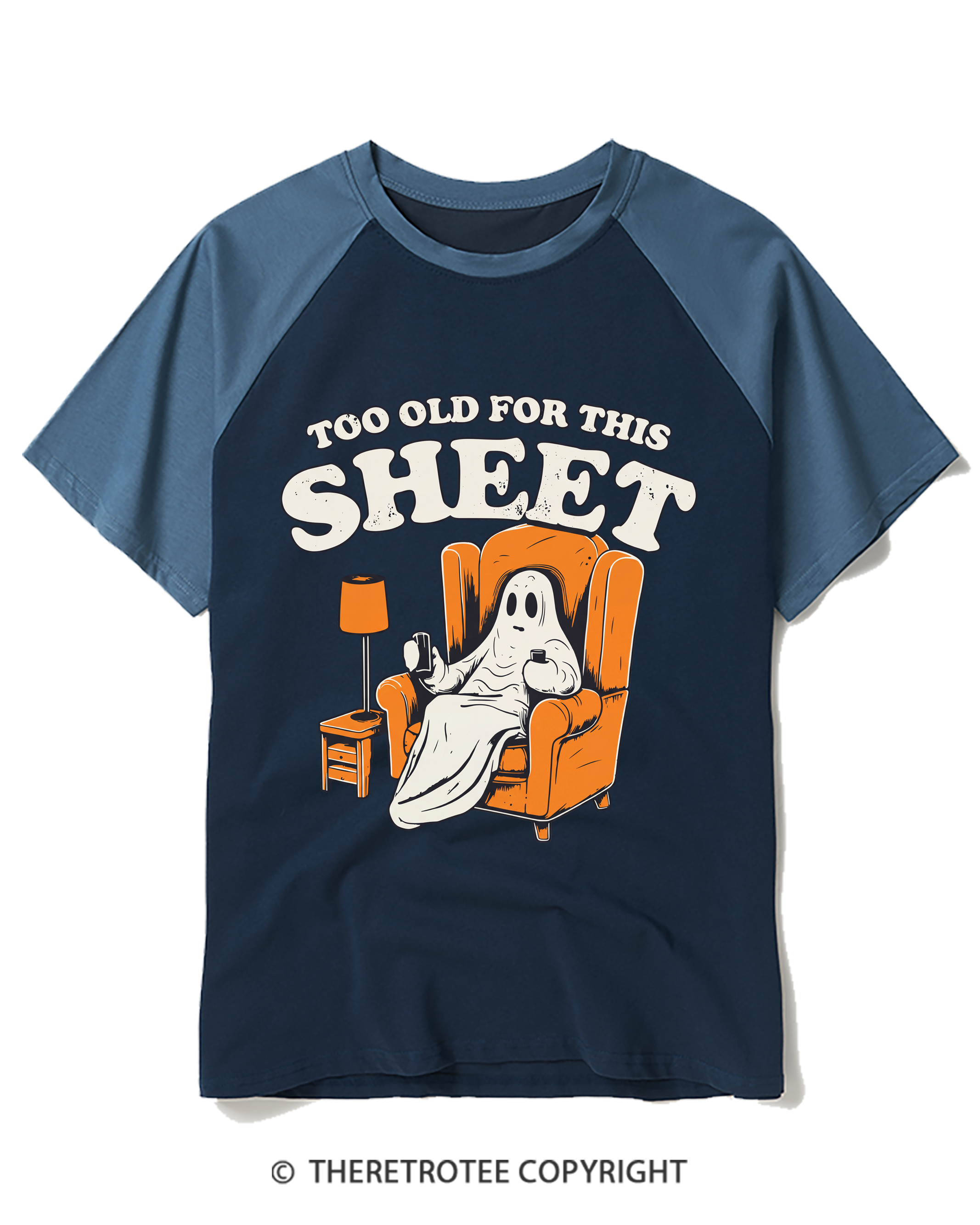 TheRetroTee Too Old For This Sheet 1990s Raglan Baseball T-Shirt