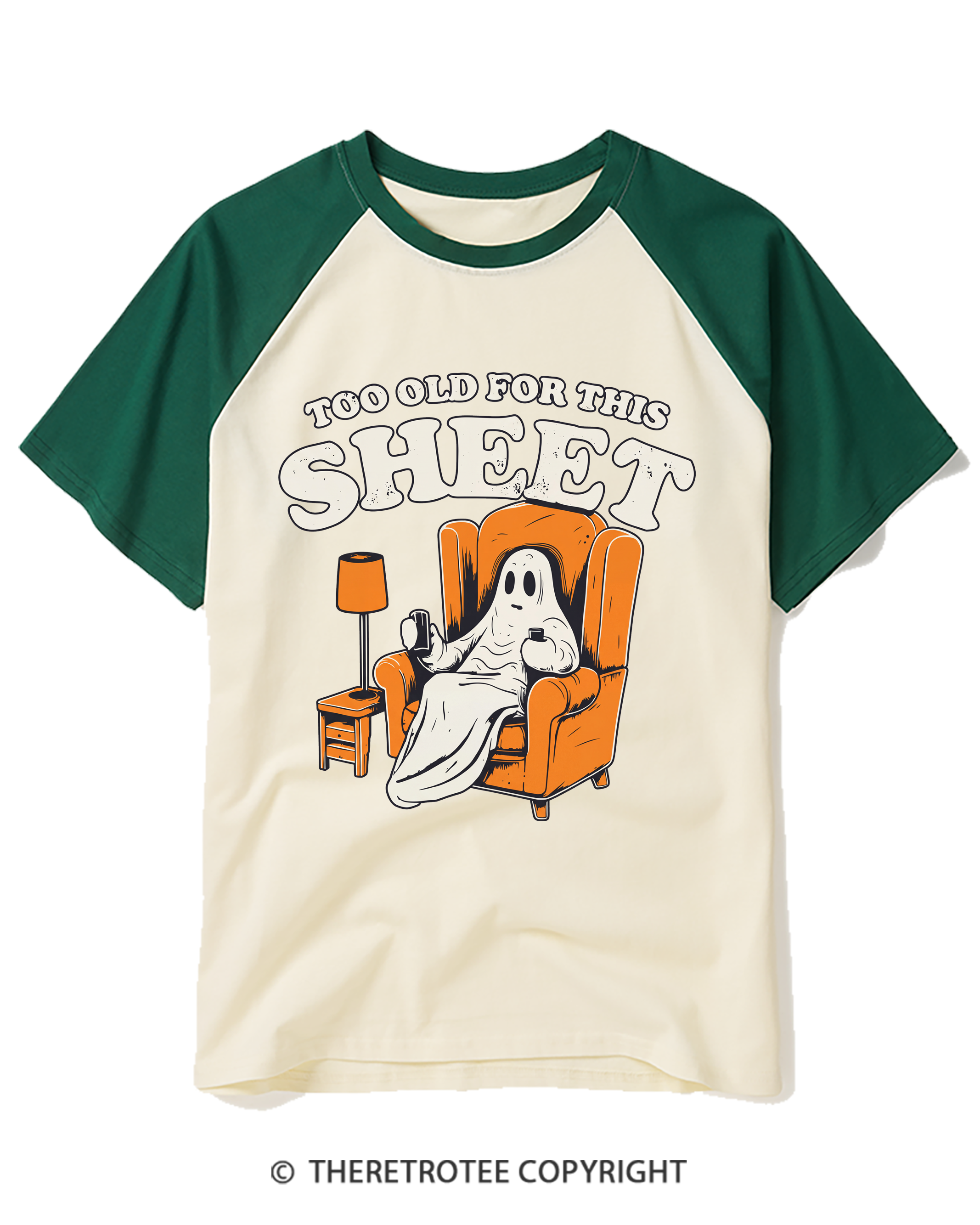 TheRetroTee Too Old For This Sheet 1990s Raglan Baseball T-Shirt