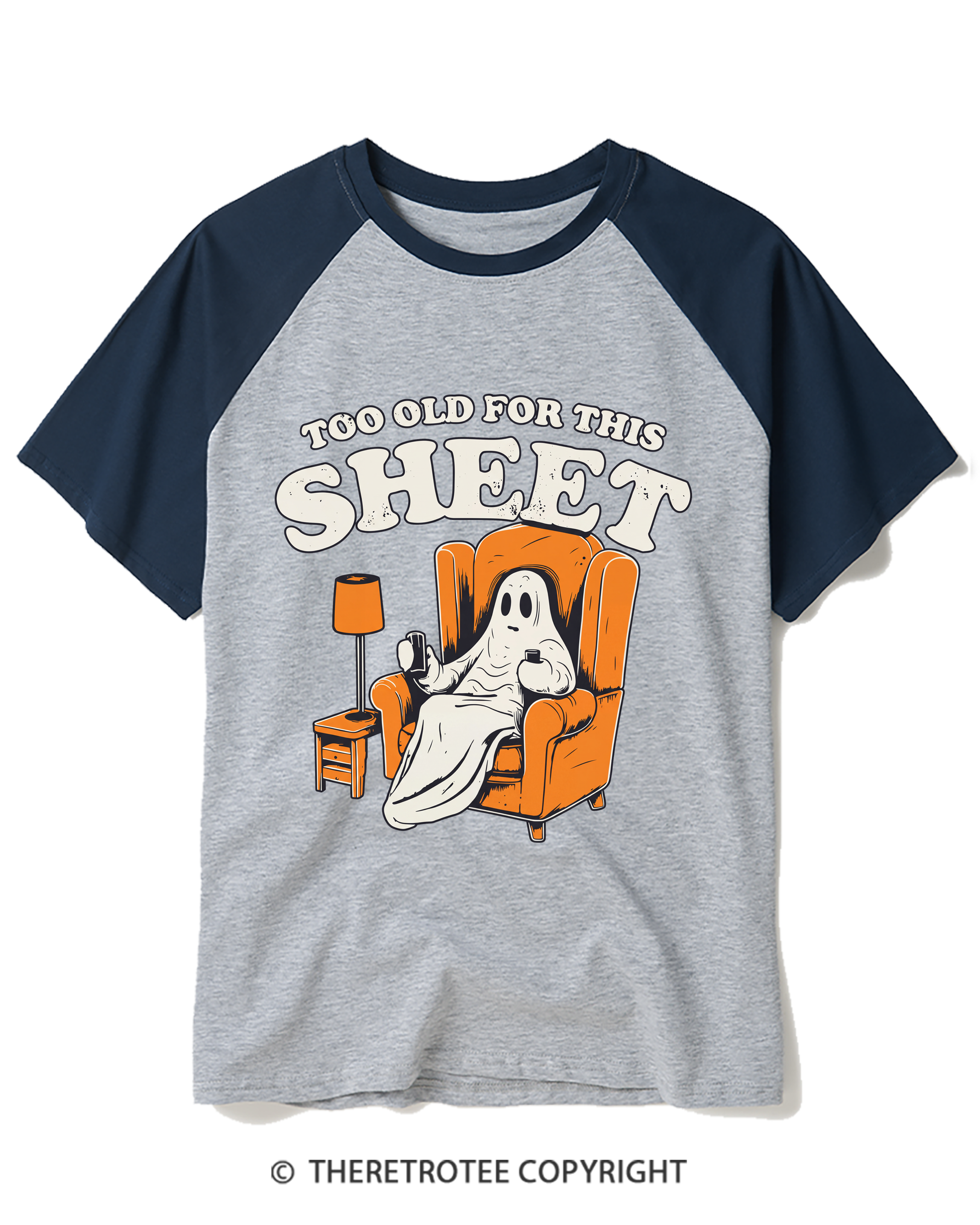 TheRetroTee Too Old For This Sheet 1990s Raglan Baseball T-Shirt