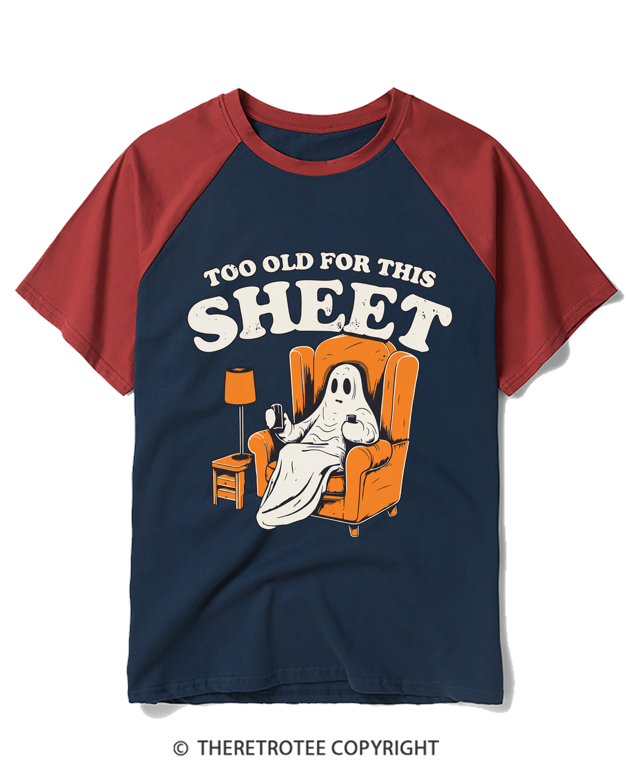 TheRetroTee Too Old For This Sheet 1990s Raglan Baseball T-Shirt