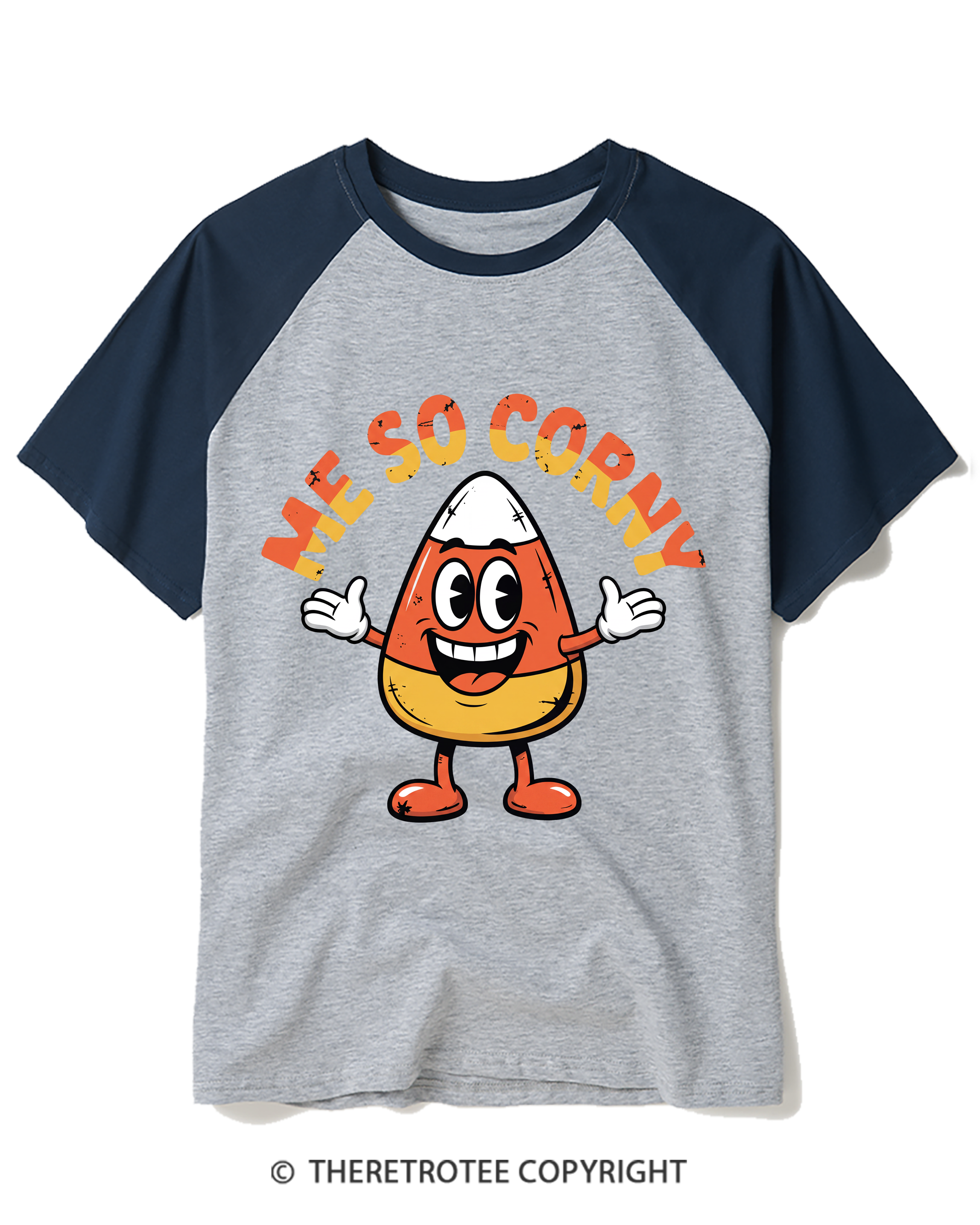 TheRetroTee Me So Corny 1980s Halloween Raglan Baseball T-Shirt